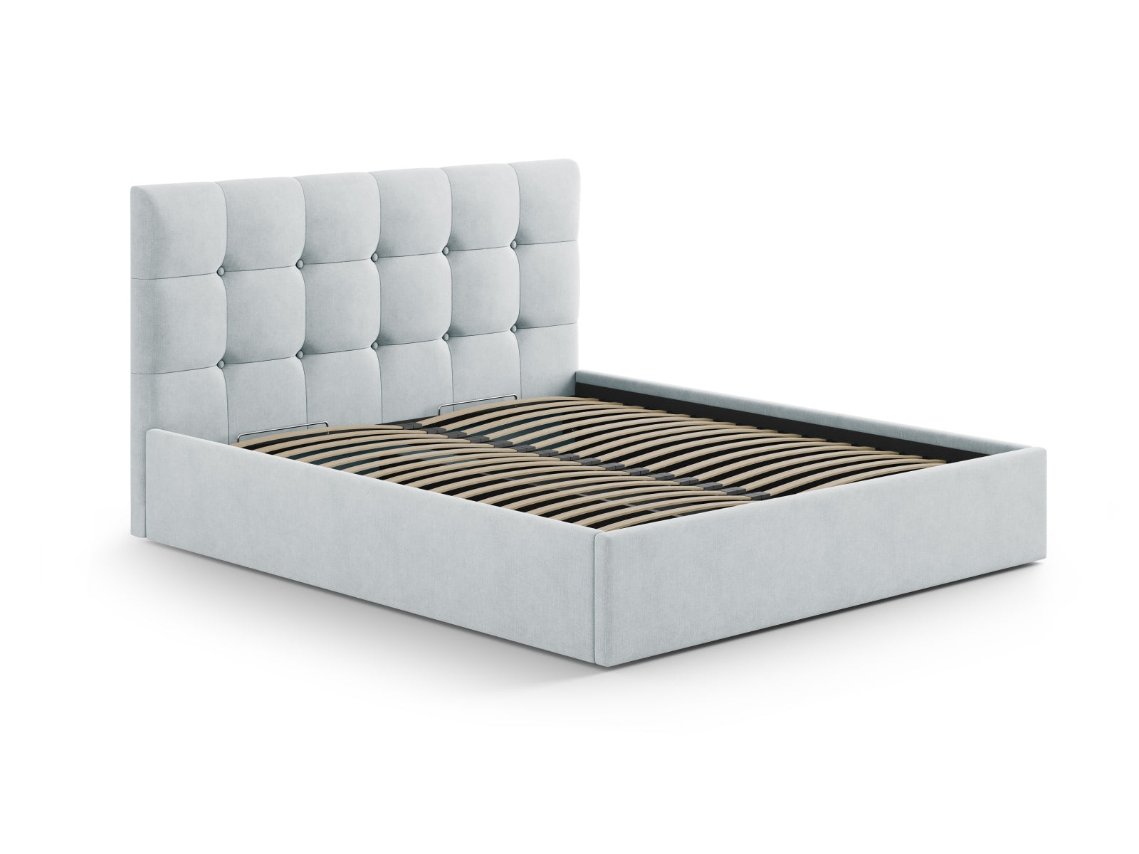 Stilvolles Kopfteil Phaedra in zartem Hellgrau, perfekt für moderne Schlafzimmer. Hochwertige Materialien und elegantes Design von Micadoni.