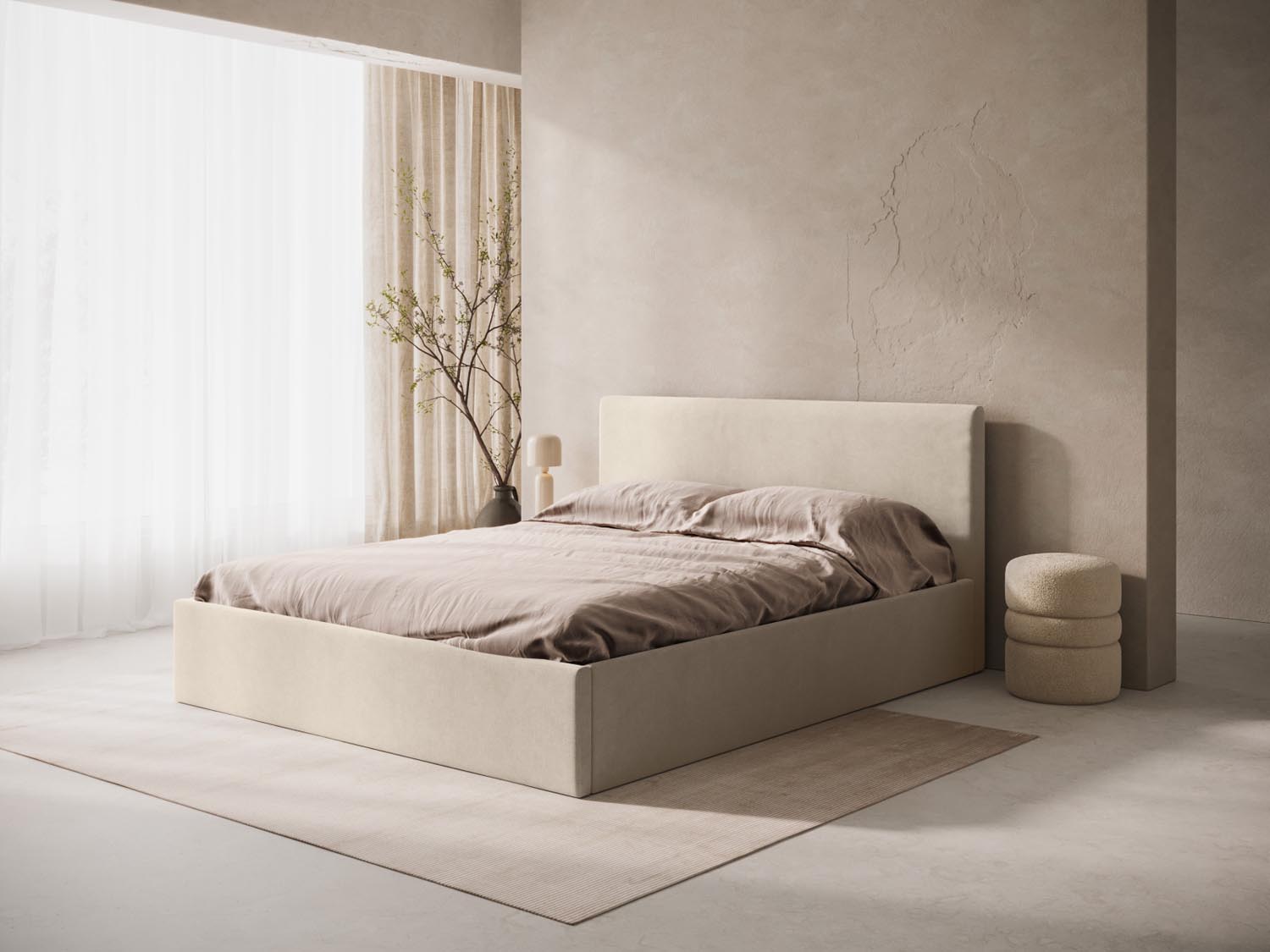 Stilvolles Remo Kopfteil in warmem Cappuccino, perfekt für moderne Schlafzimmer. Hochwertige Materialien und elegantes Design von Micadoni.
