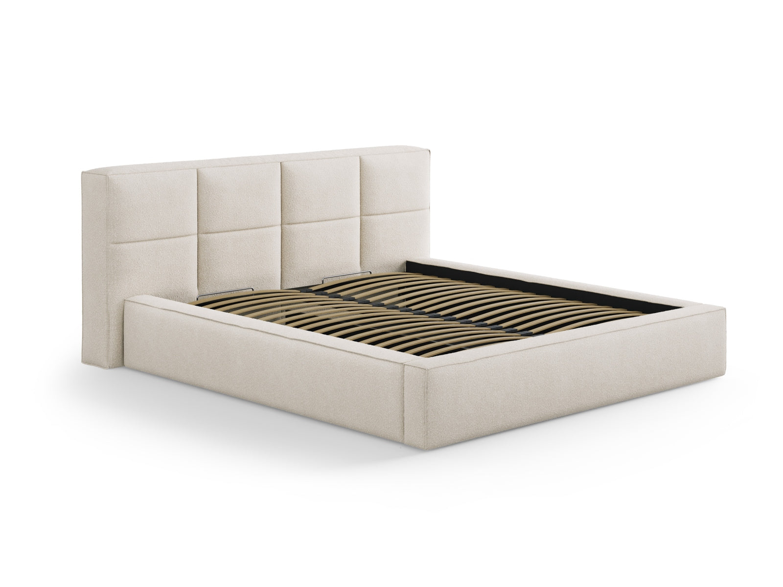 Verleihen Sie Ihrem Schlafzimmer mit dem Darren Boucle Kopfteil von Micadoni einen Hauch von Eleganz. Modernes Design trifft auf höchsten Komfort.