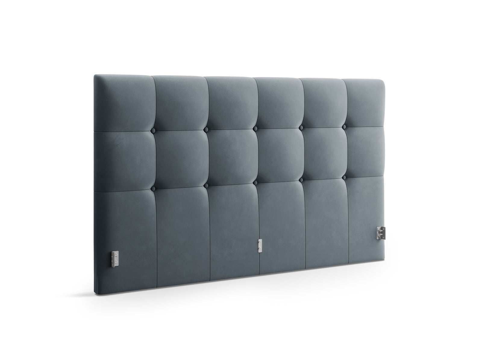 Elegantes Kopfteil Phaedra aus weichem Velour in sanftem Blau, ideal für stilvolle Schlafzimmer und harmonische Wohnkonzepte.