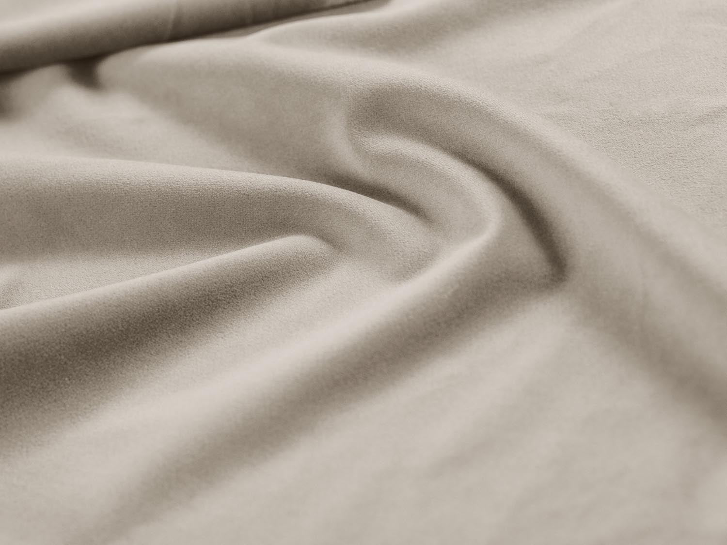Elegantes Remo Velour Kopfteil in edlem Dunkelbeige, ideal für moderne Schlafzimmer und zur Schaffung einer einladenden Atmosphäre.