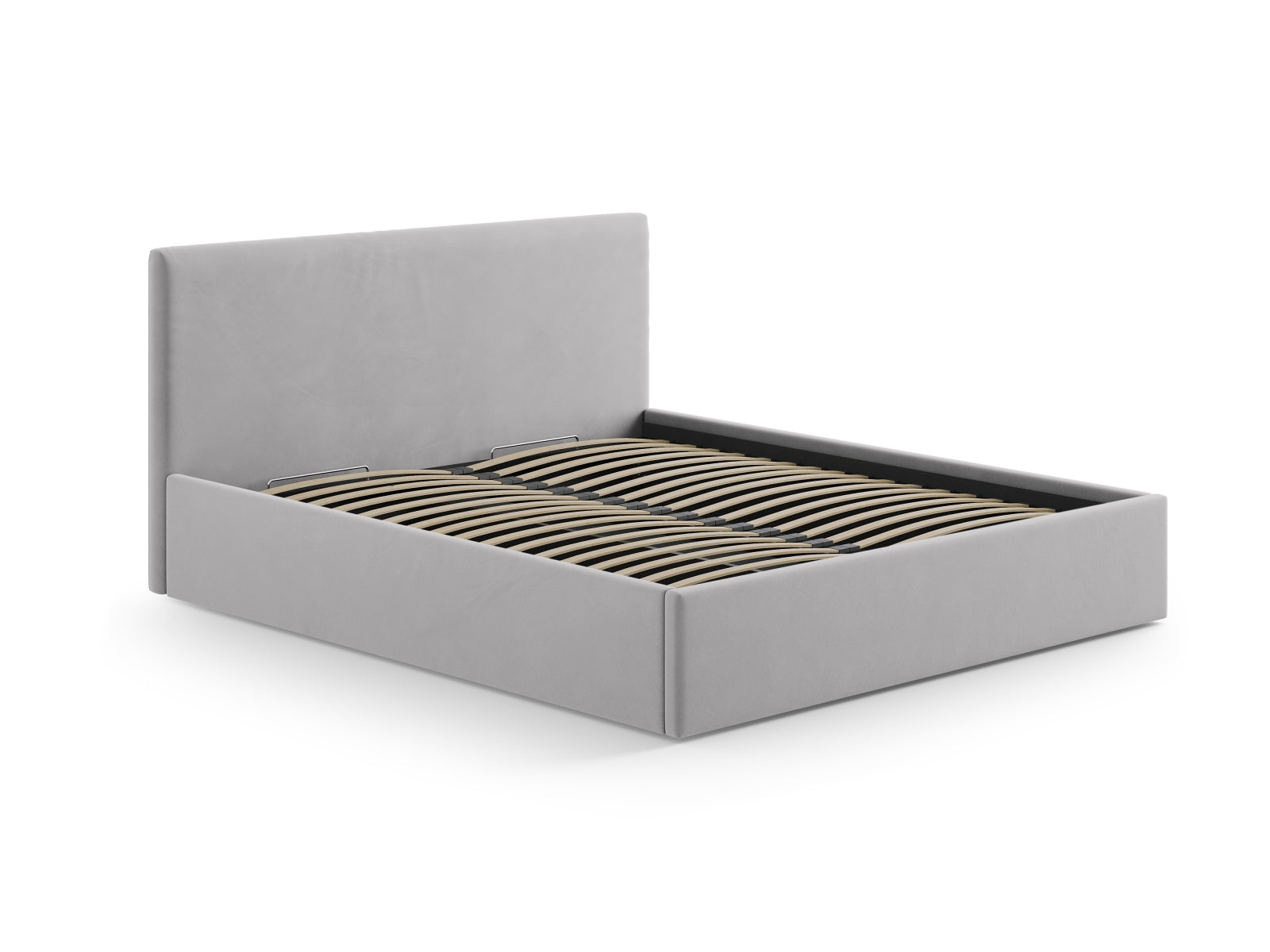 Stilvolles Remo Velour Kopfteil in zartem Silberblau, perfekt für moderne Schlafzimmer. Hochwertige Materialien und Verarbeitung von Micadoni.