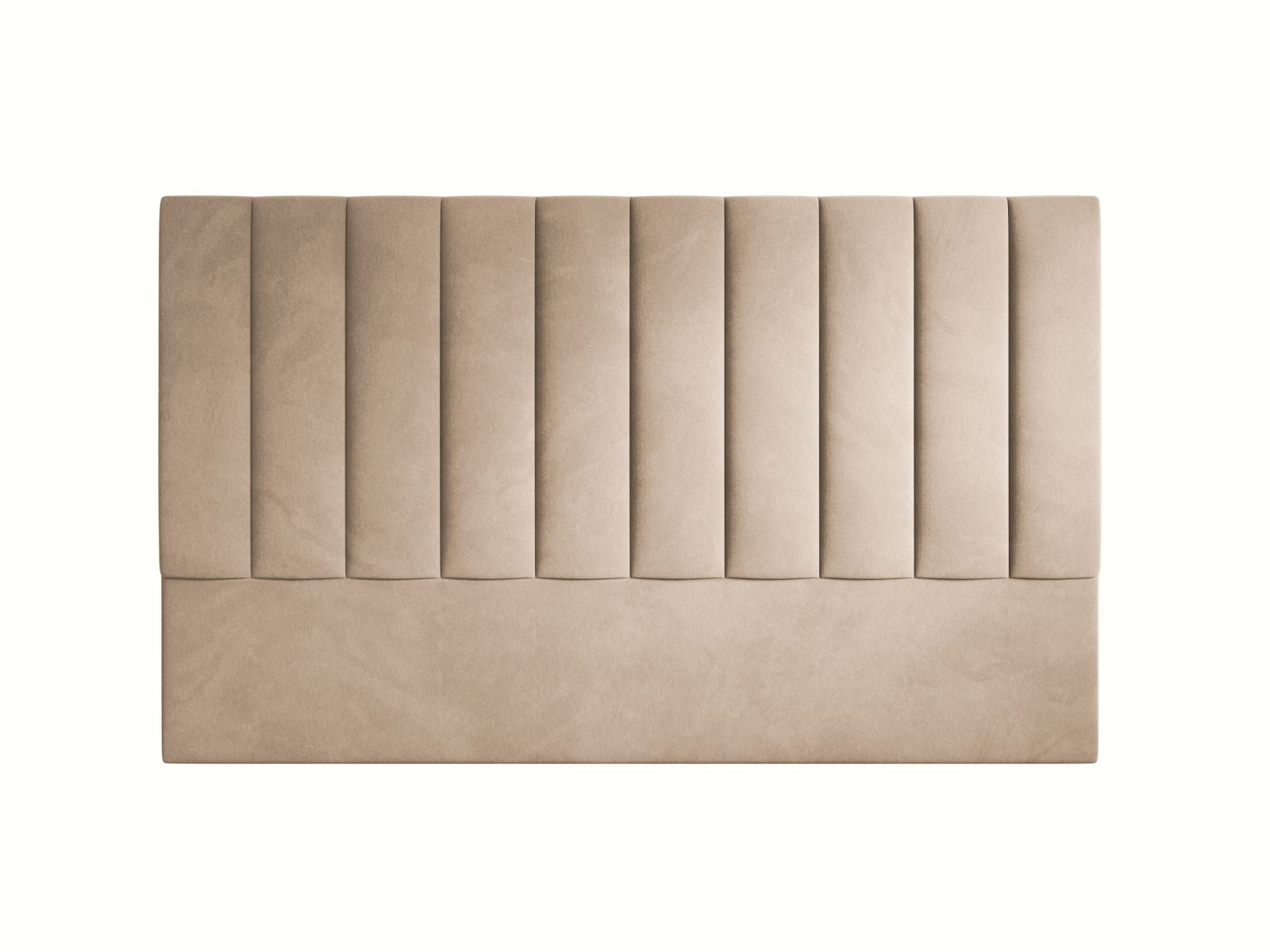 Elegantes Kopfteil Marl in zartem Almond Beige, aus luxuriösem Magic Velvet, ideal für ein modernes und gemütliches Schlafzimmer.