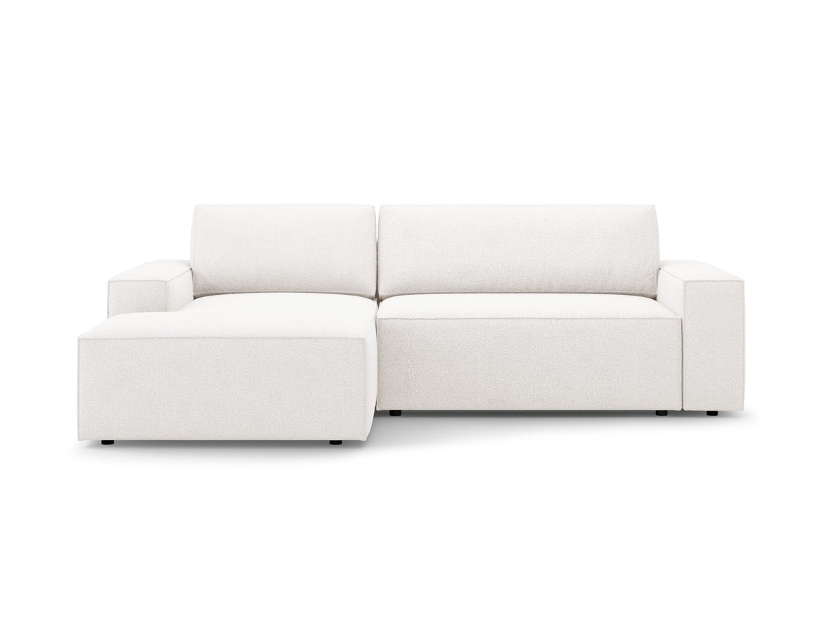Jodie Boucle Ecksofa links mit Schlaffunktion und Stauraumbox 3 Sitzer in White-Baloo präsentiert im Onlineshop von KAQTU Design AG. Bettsofa links ist von Micadoni