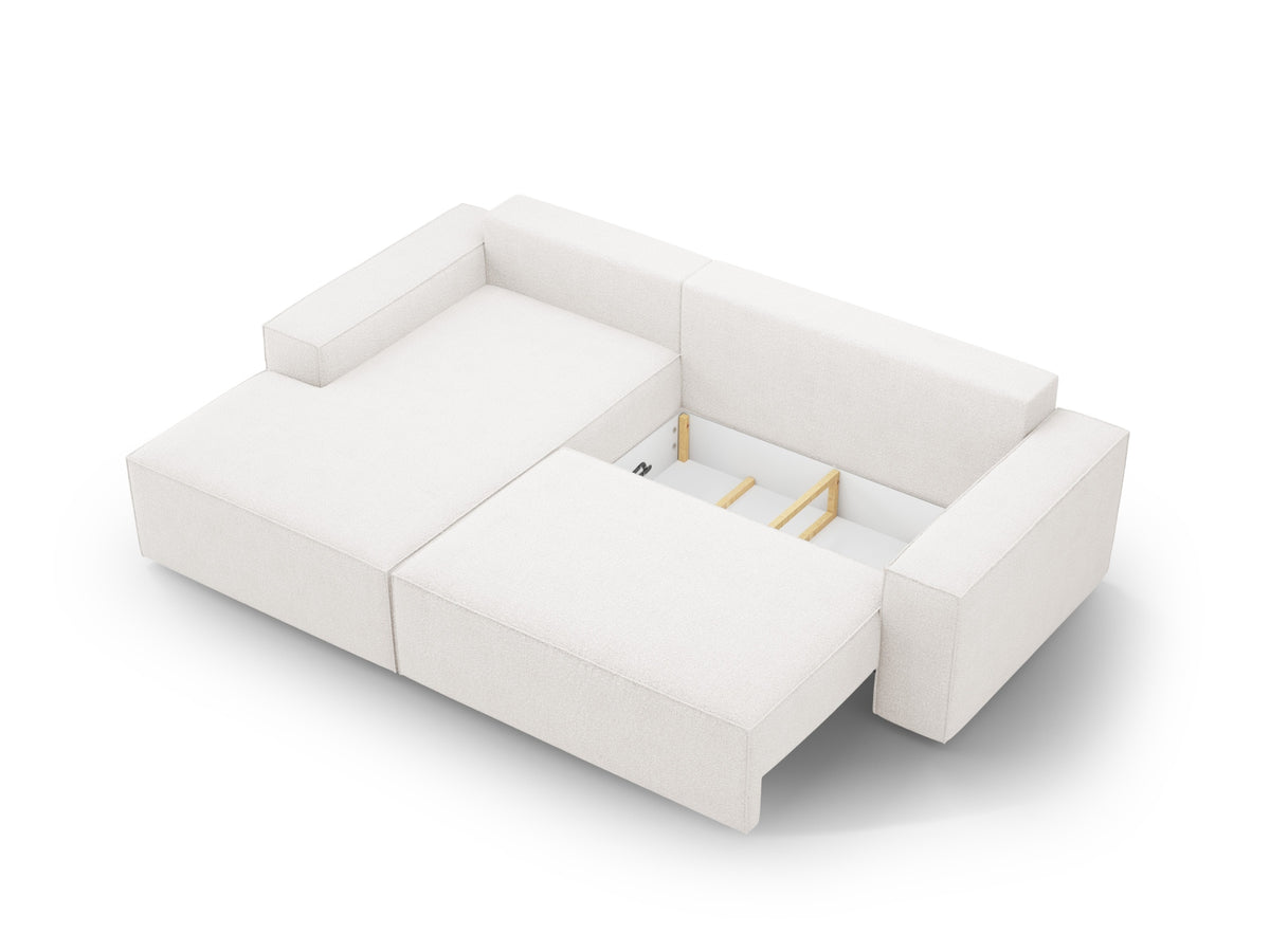 Jodie Boucle Ecksofa links mit Schlaffunktion und Stauraumbox 3 Sitzer in White-Baloo präsentiert im Onlineshop von KAQTU Design AG. Bettsofa links ist von Micadoni