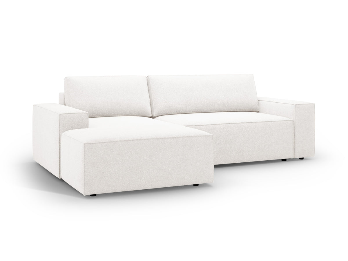 Jodie Boucle Ecksofa links mit Schlaffunktion und Stauraumbox 3 Sitzer in White-Baloo präsentiert im Onlineshop von KAQTU Design AG. Bettsofa links ist von Micadoni