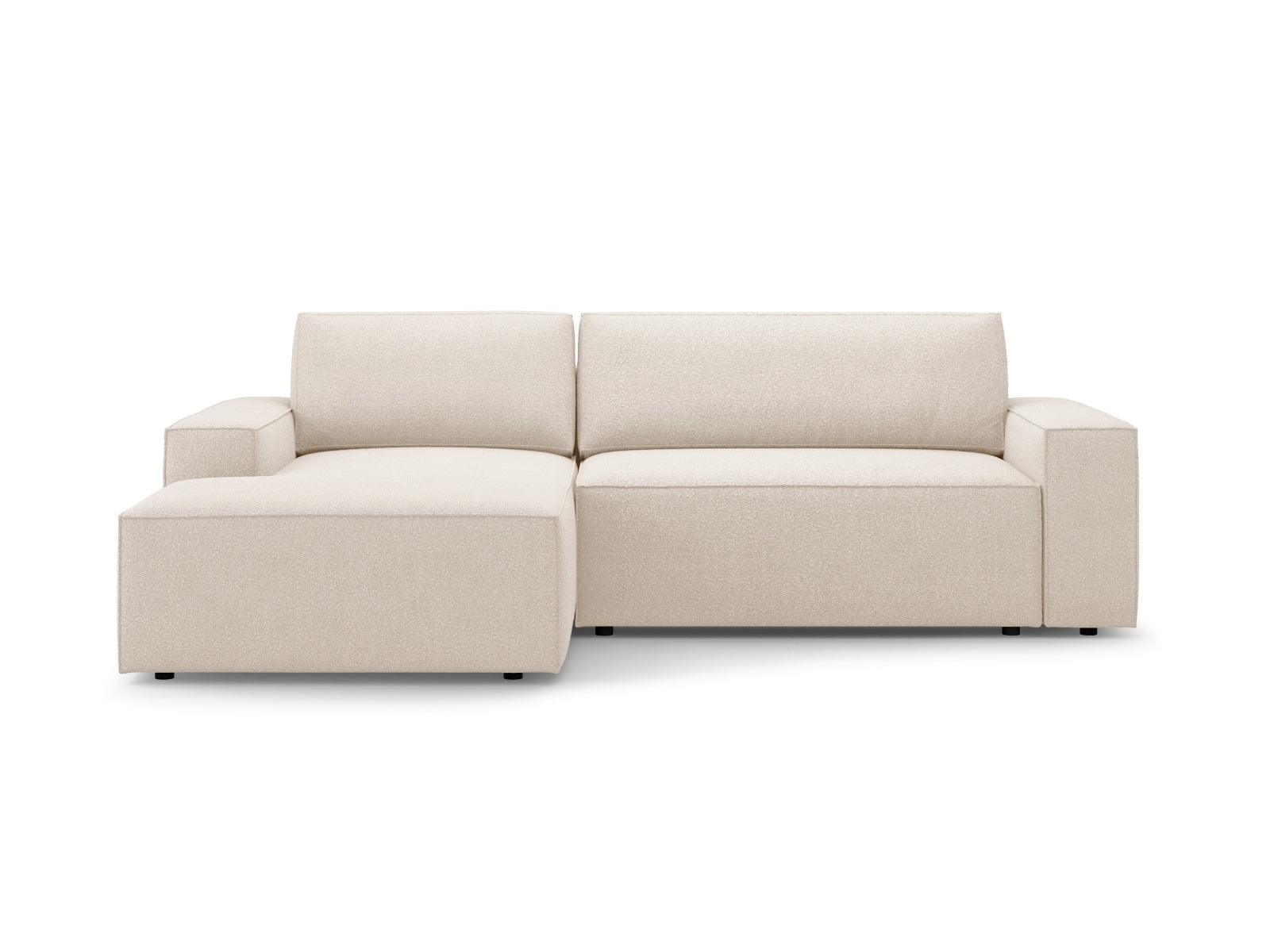 Jodie Boucle Ecksofa links mit Schlaffunktion und Stauraumbox 3 Sitzer in Beige-Baloo präsentiert im Onlineshop von KAQTU Design AG. Bettsofa links ist von Micadoni