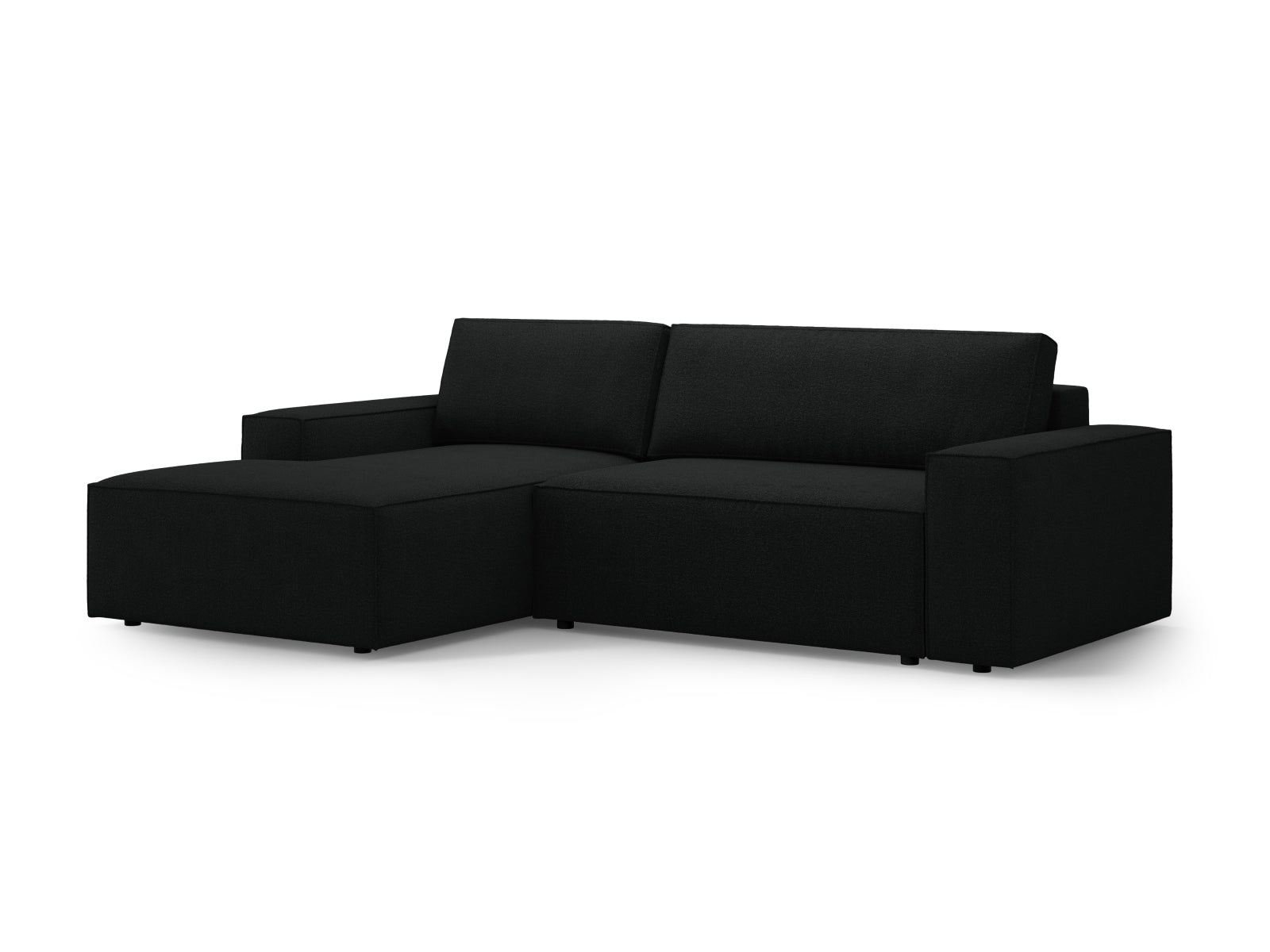 Erleben Sie das elegante Jodie Boucle Ecksofa links von Micadoni – ein komfortables 3-Sitzer Sofa mit praktischer Schlaffunktion und Stauraum.