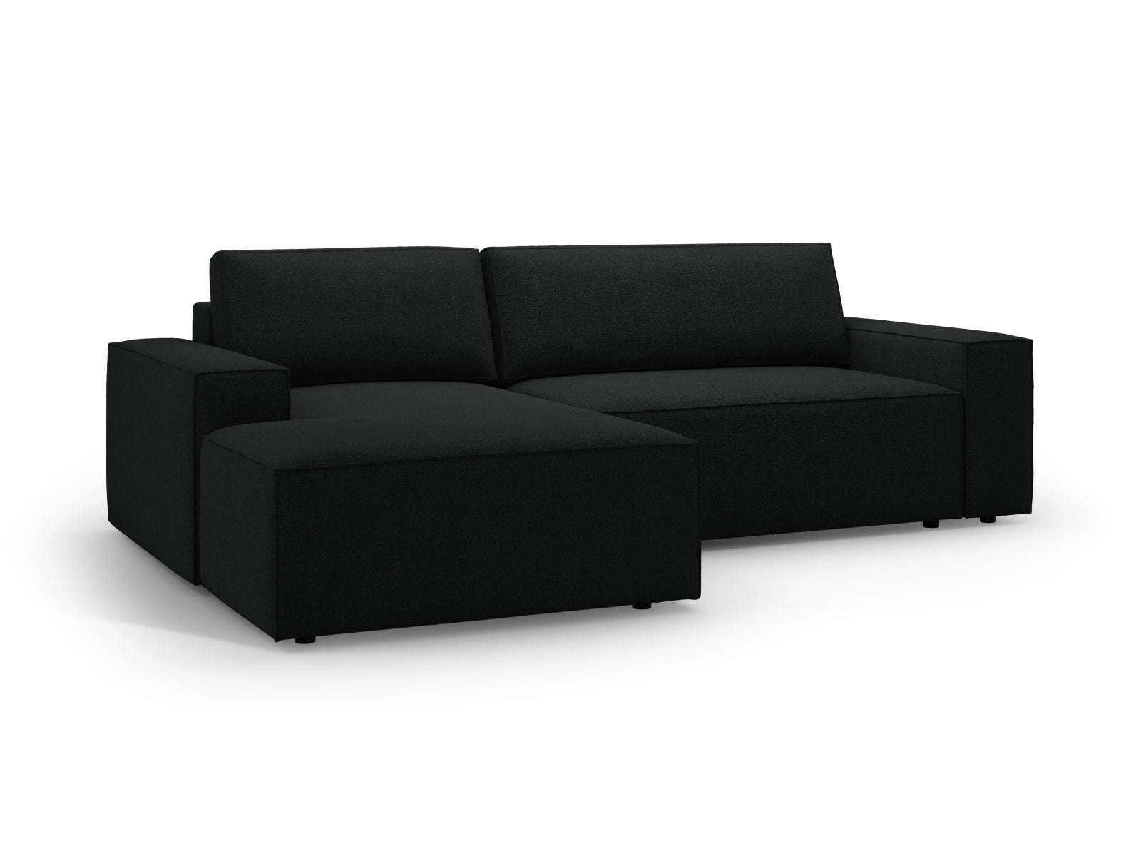 Erleben Sie das Jodie Boucle Ecksofa links von Micadoni – ein elegantes 3-Sitzer Sofa mit Schlaffunktion und Stauraum für mehr Komfort und Stil.