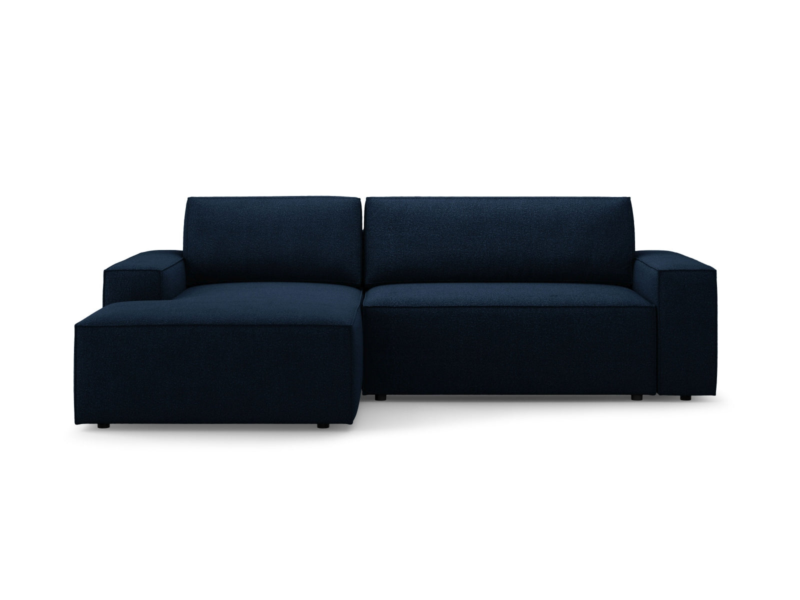 Jodie Boucle Ecksofa links mit Schlaffunktion und Stauraumbox 3 Sitzer in Dark Blue präsentiert im Onlineshop von KAQTU Design AG. Ecksofa links ist von Micadoni