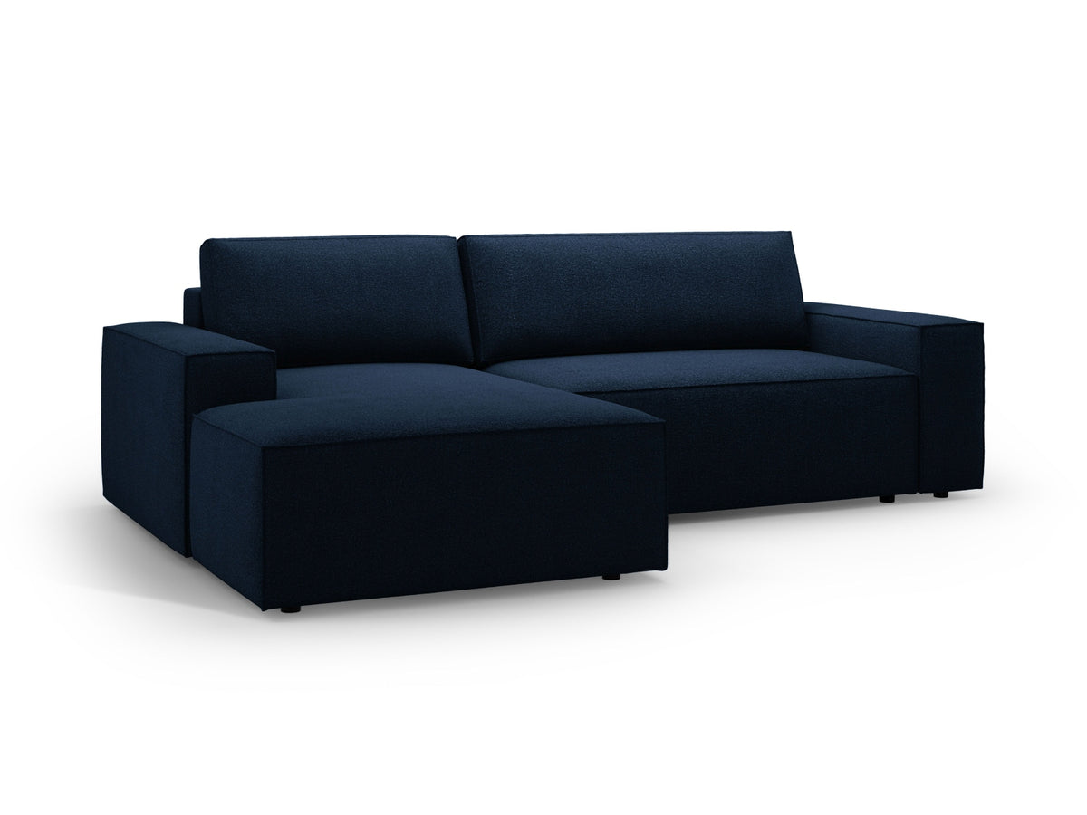 Jodie Boucle Ecksofa links mit Schlaffunktion und Stauraumbox 3 Sitzer in Dark Blue-Baloo präsentiert im Onlineshop von KAQTU Design AG. Bettsofa links ist von Micadoni