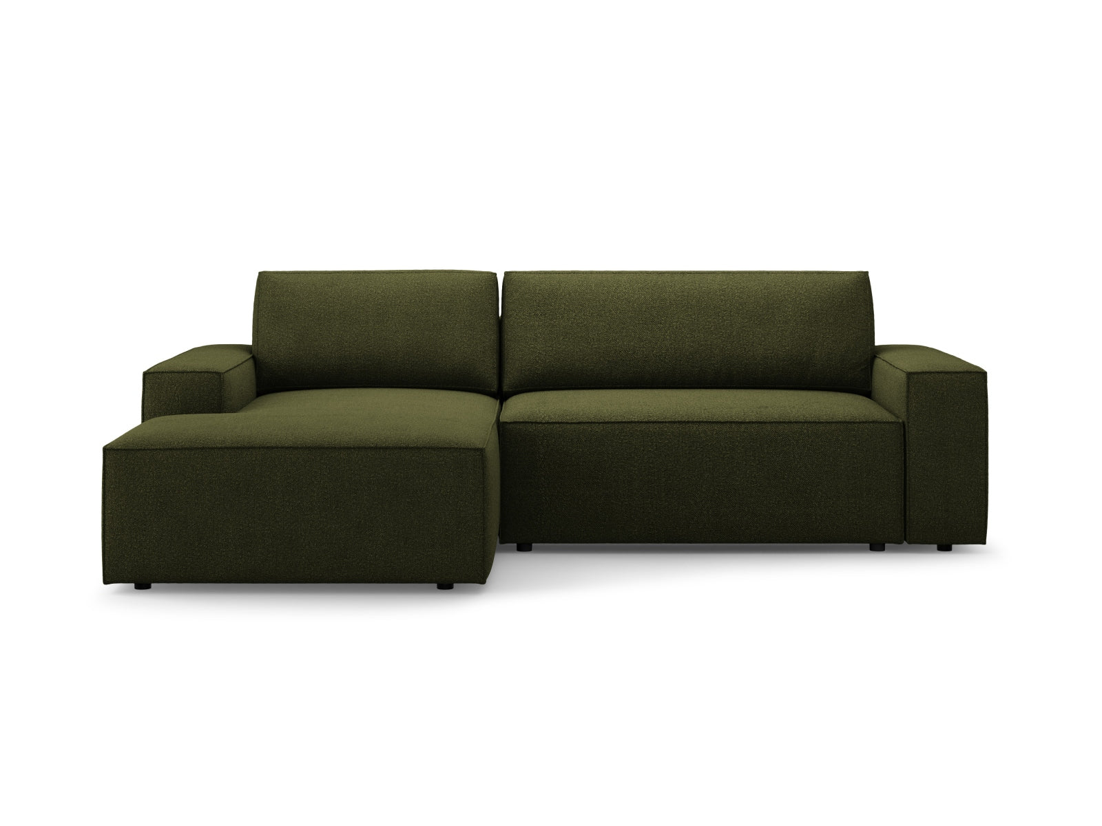 Jodie Boucle Ecksofa links mit Schlaffunktion und Stauraumbox 3 Sitzer in Dark Olive Green präsentiert im Onlineshop von KAQTU Design AG. Ecksofa links ist von Micadoni
