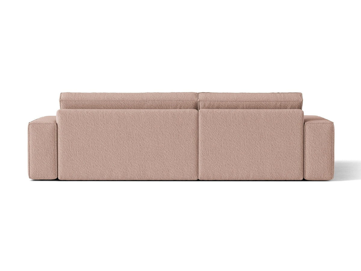 Braunes Ecksofa Jodie von Micadoni mit linker Ausrichtung, Baloo-Stoffbezug, schwarzen Kunststoffbeinen und ausklappbarem Bettkasten.