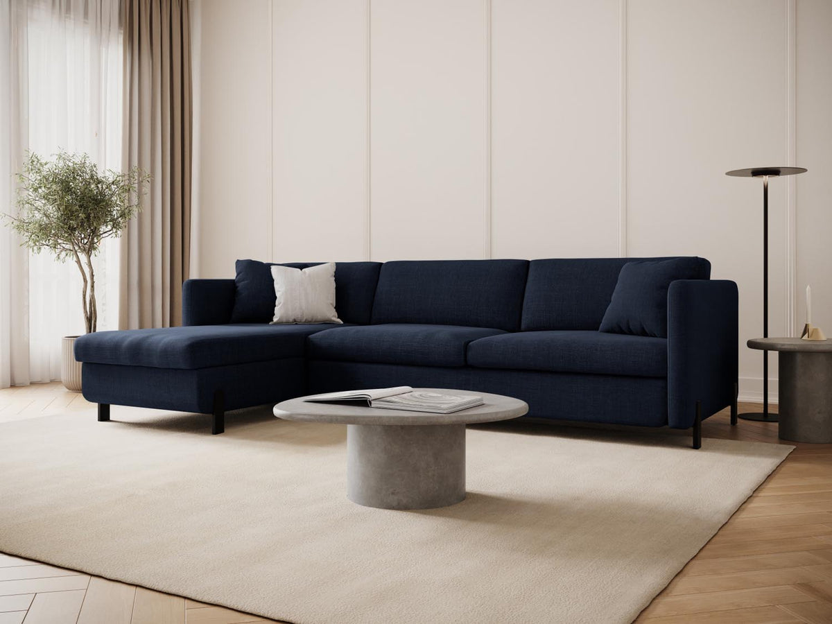 Gloria Ecksofa links mit Schlaffunktion und Stauraum 5 Sitzer in Blue-Bjorn präsentiert im Onlineshop von KAQTU Design AG. Bettsofa links ist von Micadoni