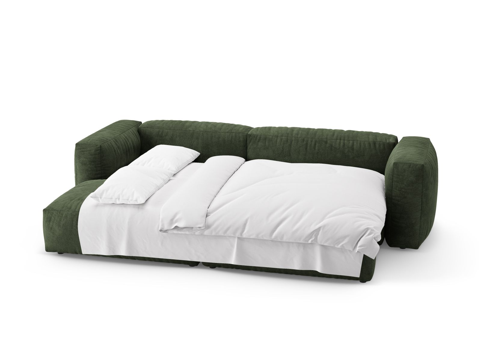 Modernes 4-Sitzer Ecksofa Martina in Green-Vogue, linksseitig, perfekt für gemütliche Abende und als praktische Schlafgelegenheit.
