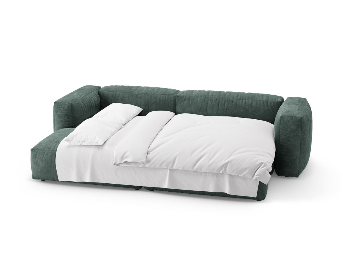4-Sitzer Ecksofa links mit Schlaffunktion Martina in Petrol-Vogue präsentiert im Onlineshop von KAQTU Design AG. Bettsofa links ist von Micadoni