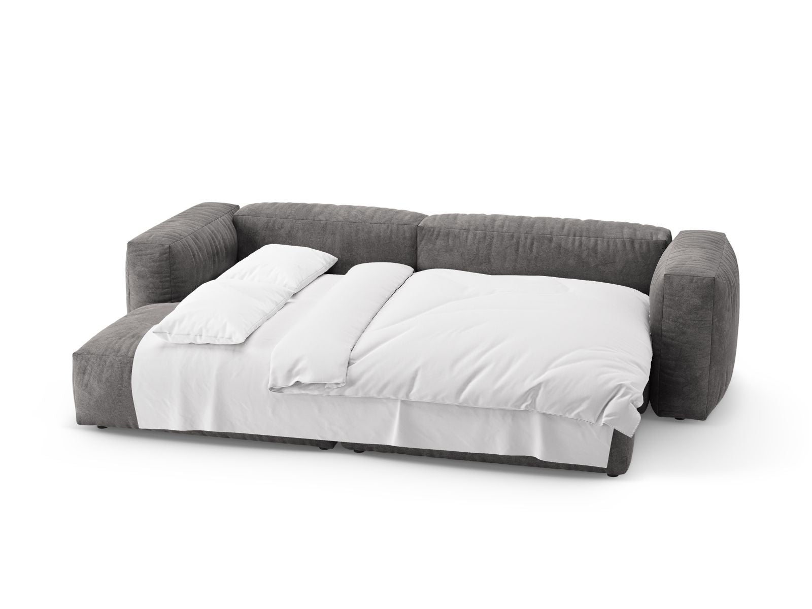 Bequemes 4-Sitzer Ecksofa Martina mit Schlaffunktion, perfekt für Wohnzimmer und Gästezimmer, in zeitlosem Grauton.