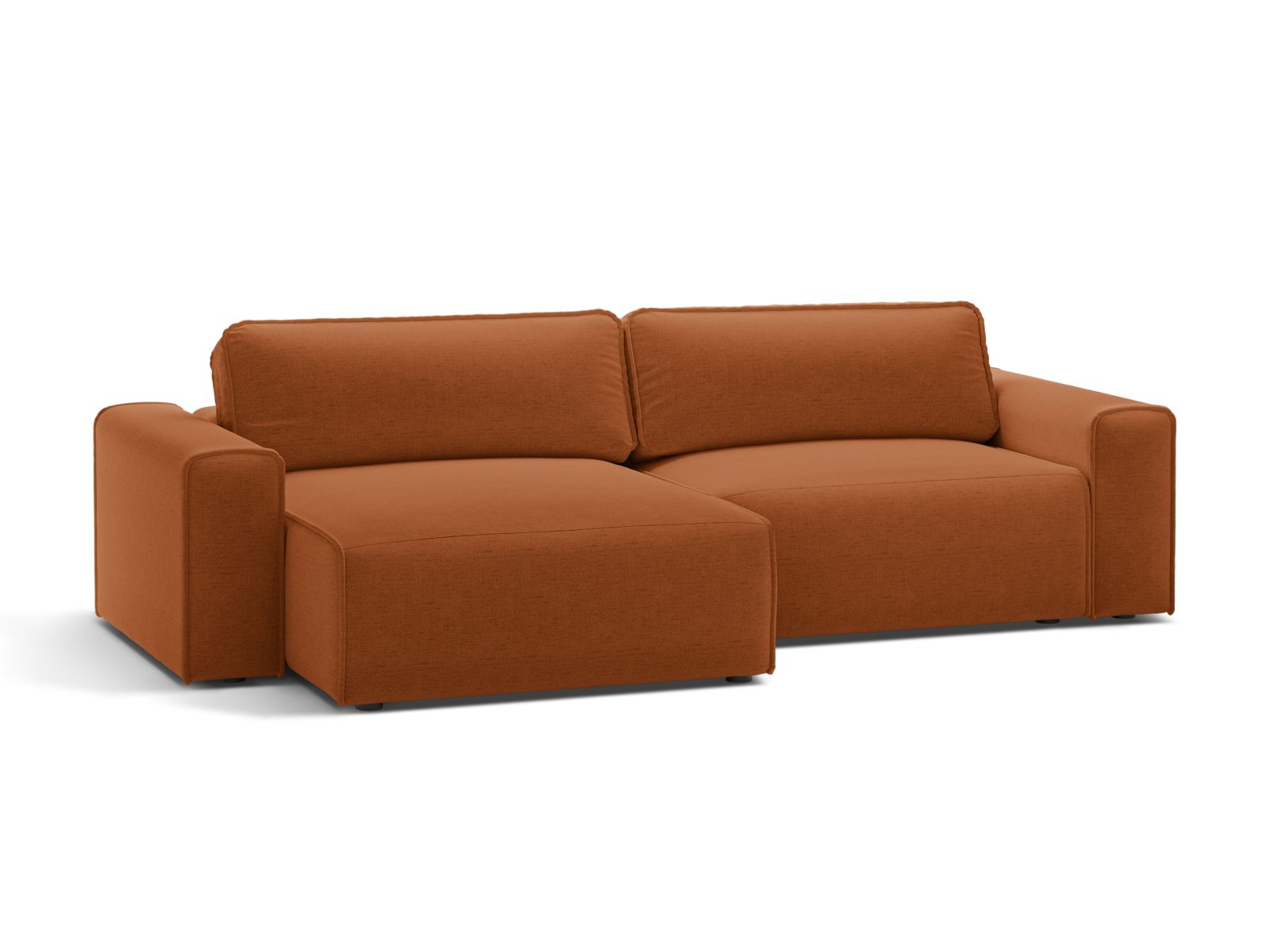 Elegantes 3-Sitzer Ecksofa Victor in Brick-Moly, ideal für Wohnräume, mit praktischer Schlaffunktion und Stauraum, von Micadoni.