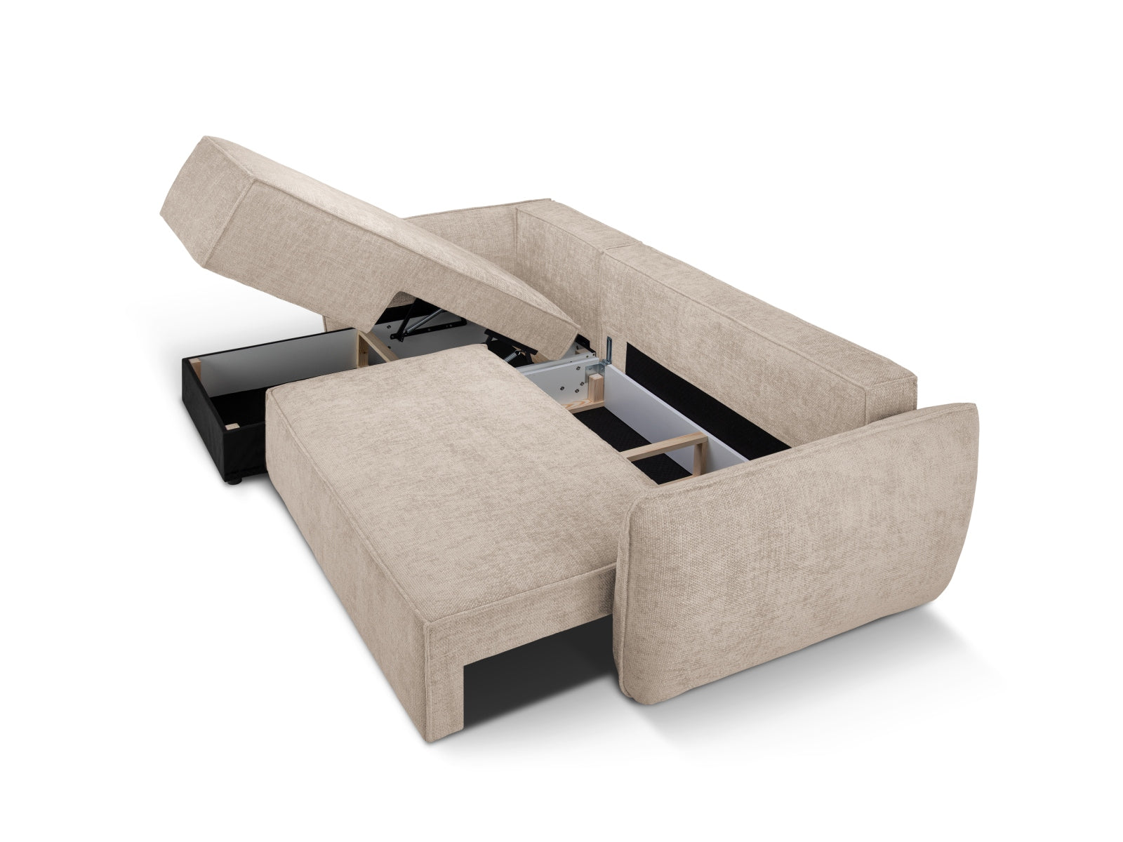 Stylisches Kaelle Ecksofa links mit Schlaffunktion, 4-Sitzer, ideal für gemütliche Abende und als praktische Schlaflösung für Übernachtungsgäste.