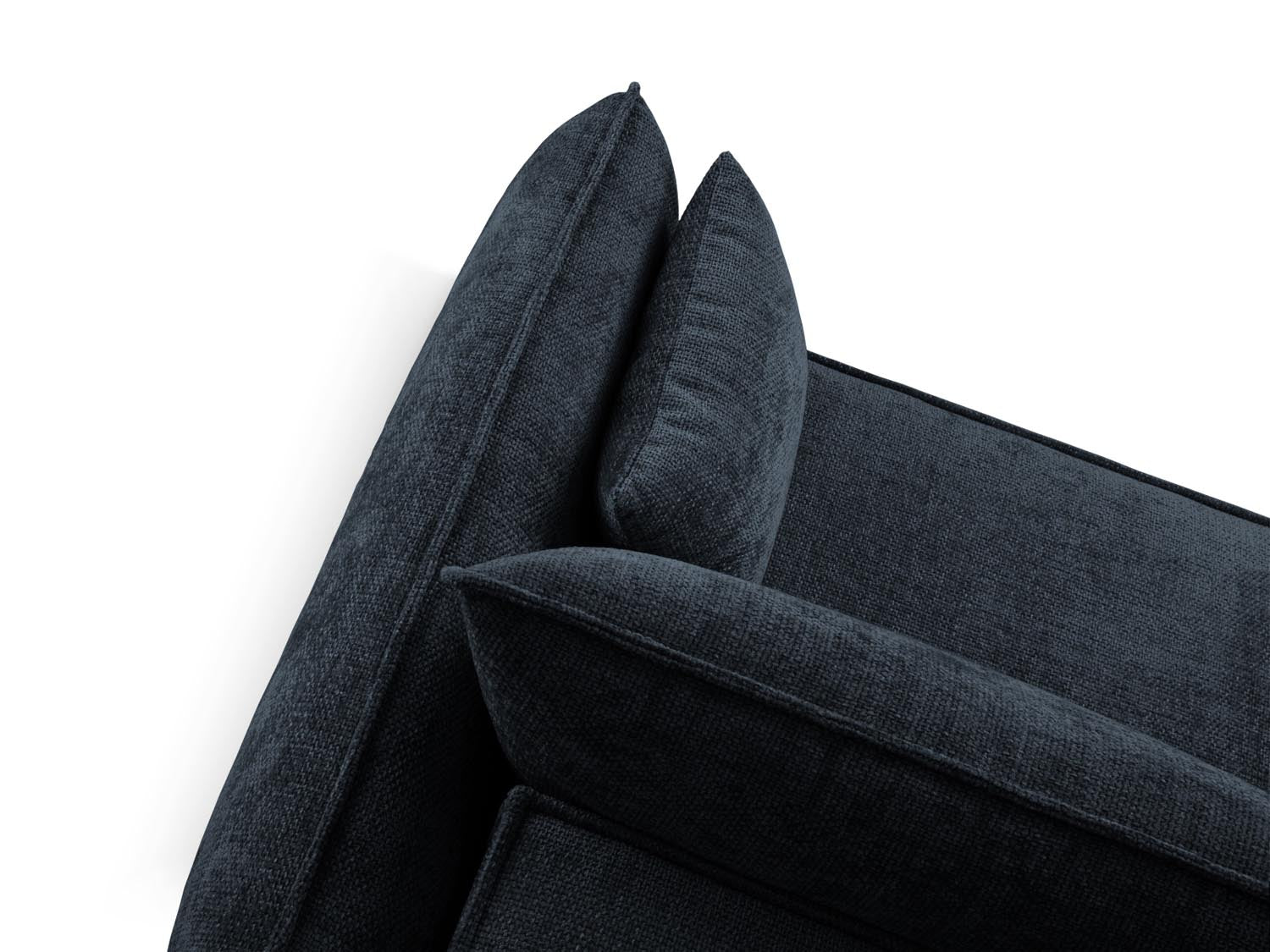 Elegantes Kaelle Ecksofa links in Royal Blue, 4-Sitzer mit cleverer Schlaffunktion und integriertem Stauraum für vielseitige Nutzung.