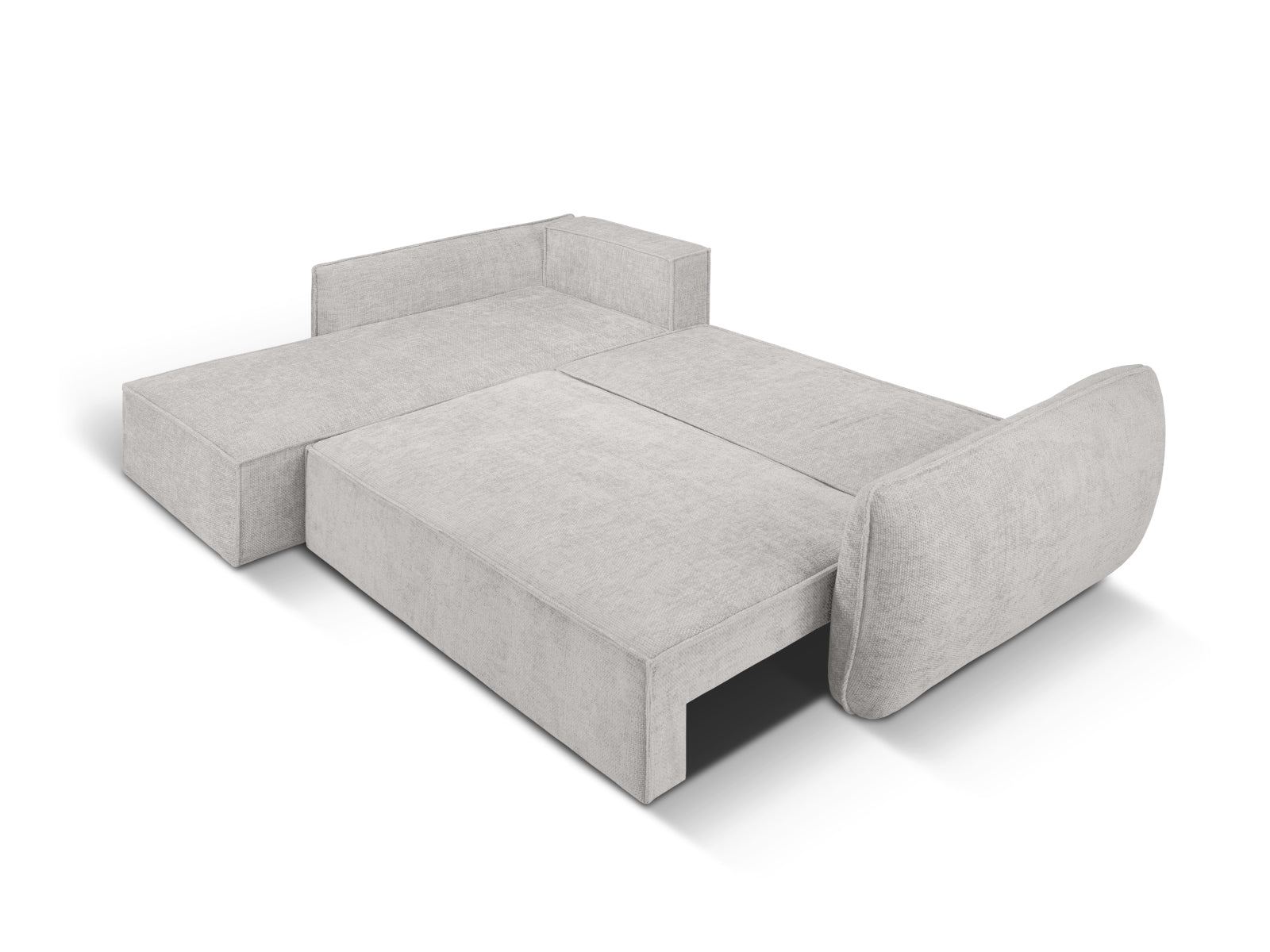 Modernes Kaelle Ecksofa links in elegantem Grau, 4-Sitzer mit praktischer Schlaffunktion und Stauraum, perfekt für gemütliche Wohnbereiche.
