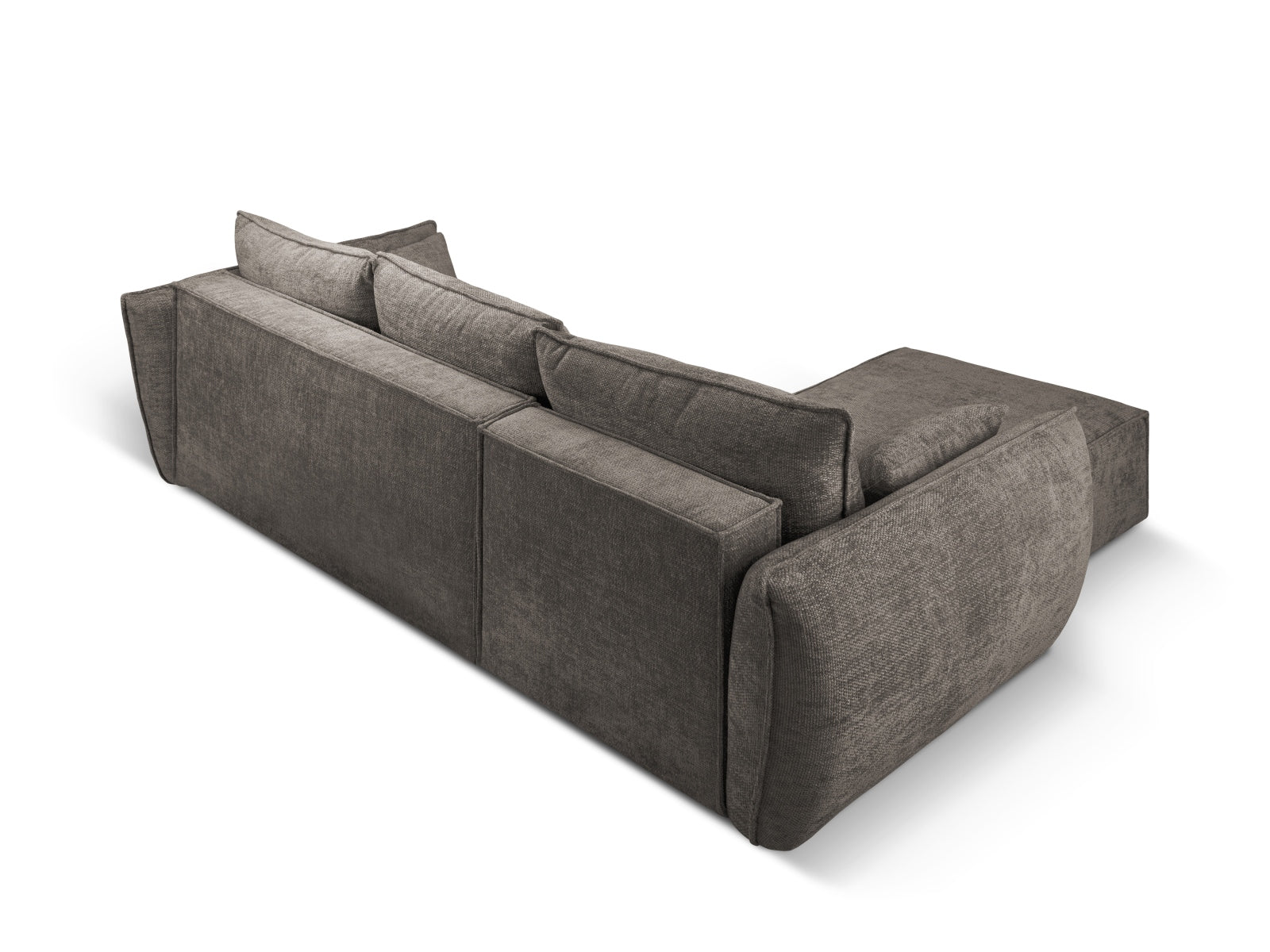 Stylisches Kaelle Ecksofa links, 4-Sitzer mit integrierter Schlaffunktion und Stauraum, ideal für kleine Räume und entspannte Nächte.