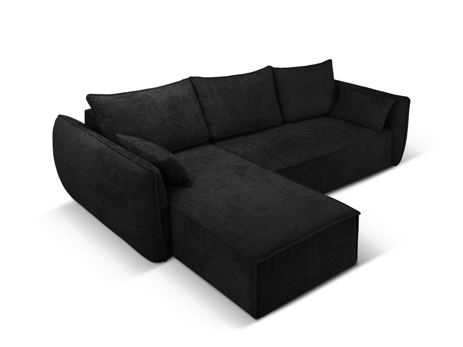 Elegantes Kaelle Ecksofa links mit Schlafoption und praktischer Stauraumbox, perfekt für stilvolle Wohnzimmer in zeitgemäßem Design.