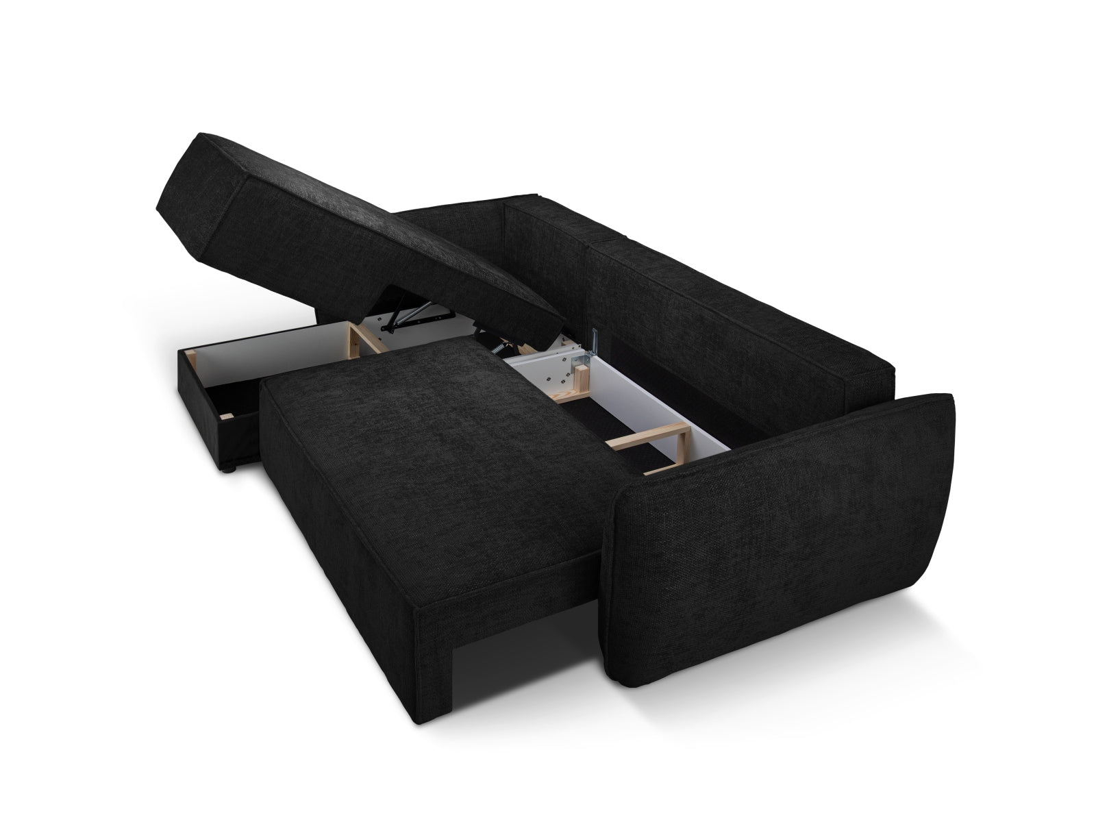 Modernes Kaelle Ecksofa links mit Schlaffunktion und Stauraum, ideal für gemütliche Abende und platzsparende Lösungen im Wohnbereich.
