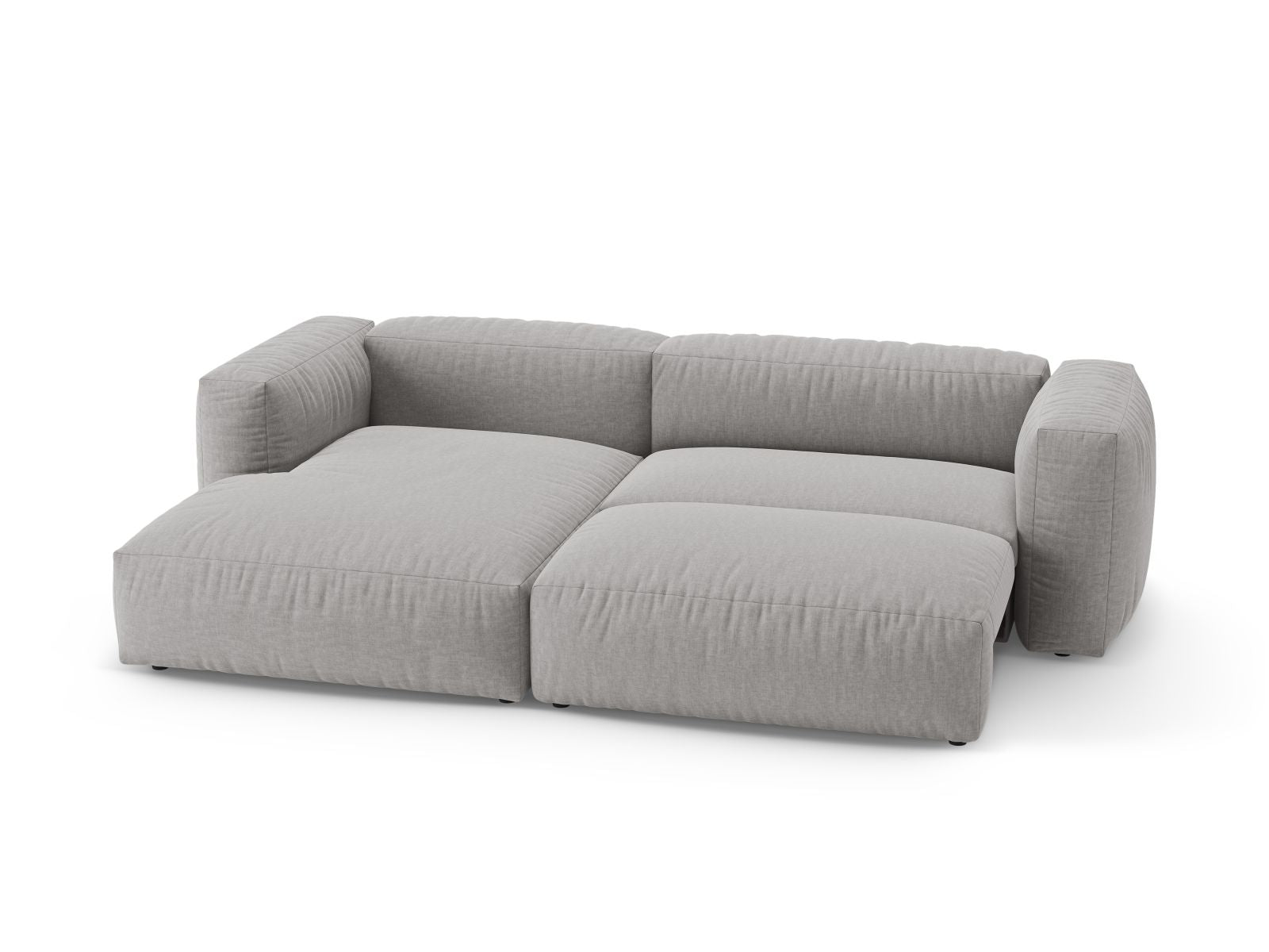 Stylisches 4-Sitzer Ecksofa Martina in hellem Grau, ideal für Wohnräume, mit praktischer Bettfunktion für Gästeübernachtungen.