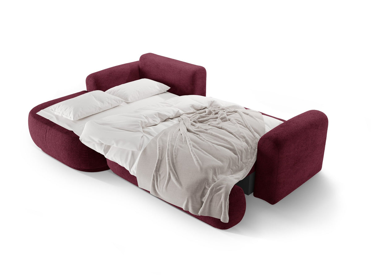 Ecksofa Ella von Micadoni in Leichtes Beige mit Veloursstoff-Bezug, schwarzen Kunststoffbeinen und ausklappbarer Liegefläche links, Retro-Form.