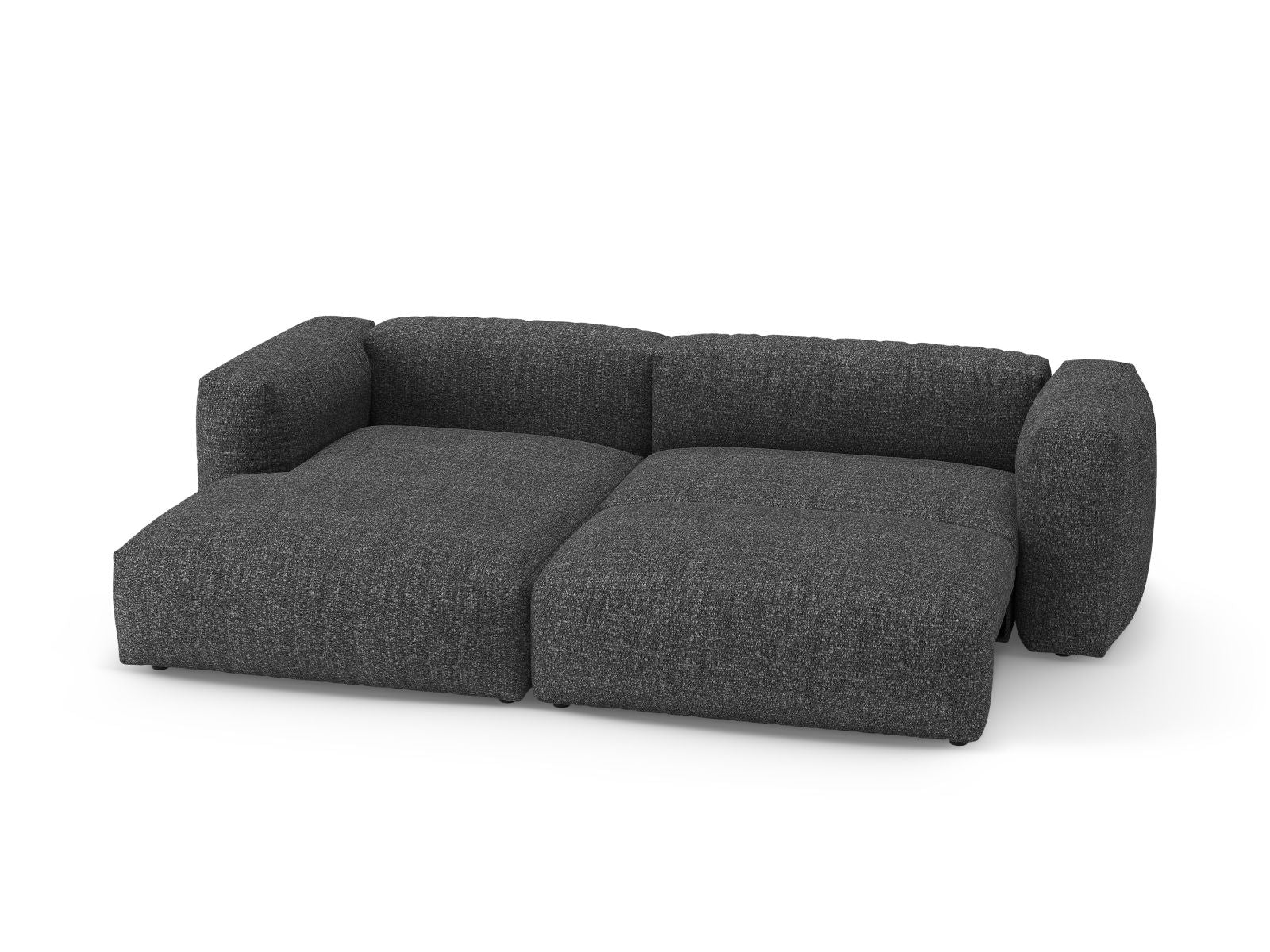 Modernes 4-Sitzer Ecksofa Martina in stilvollem Dunkelgrau, ideal für entspannte Nächte und zusätzlichen Stauraum.