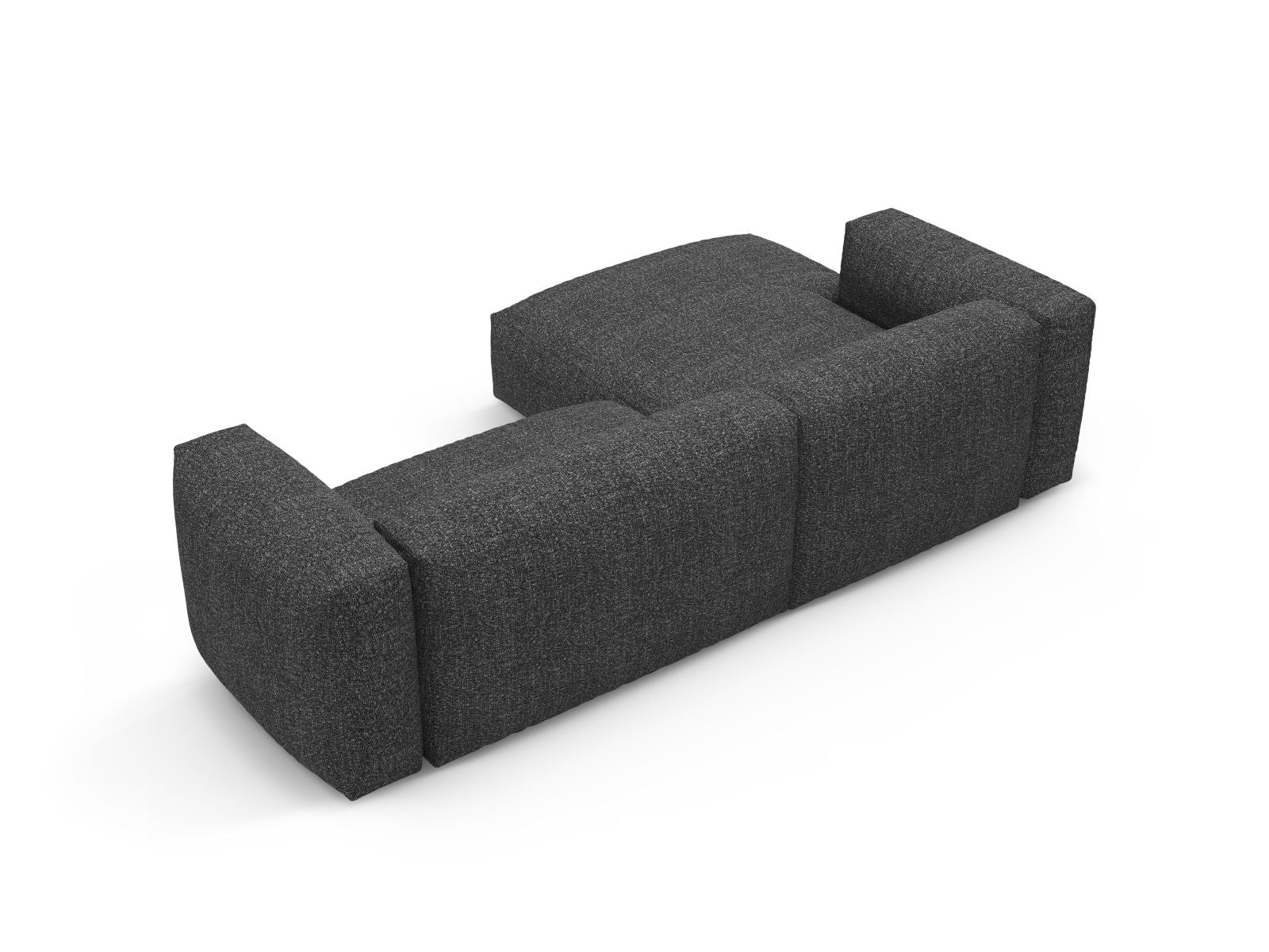 Modernes 4-Sitzer Ecksofa Martina in stilvollem Dunkelgrau, ideal für entspannte Abende und mit cleverem Stauraum für zusätzlichen Komfort.