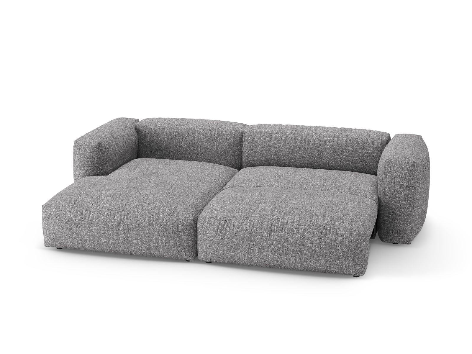 Stylisches 4-Sitzer Ecksofa Martina in Graphit, ideal für entspannte Abende und Übernachtungsgäste, mit praktischem Stauraum.