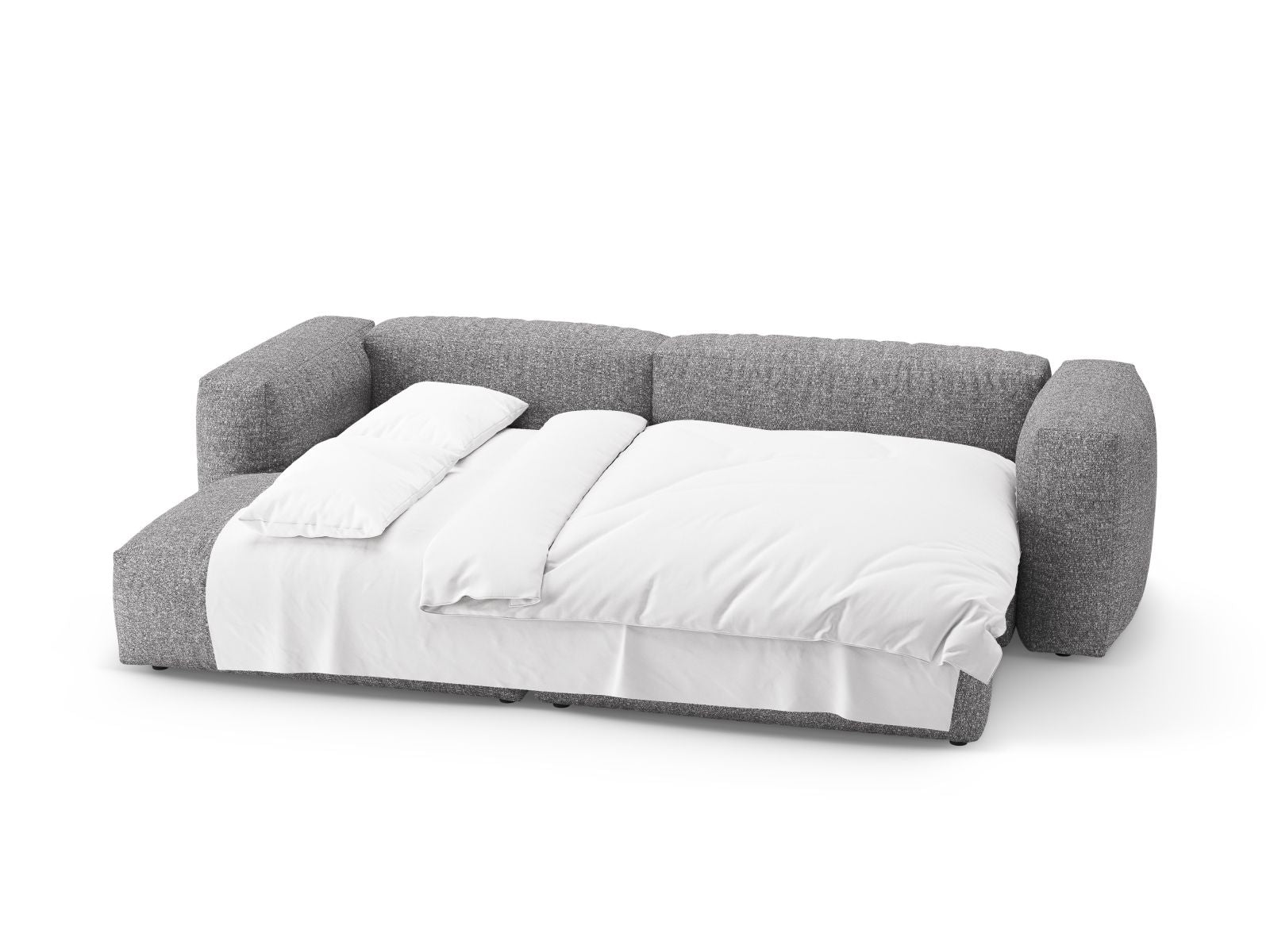 Modernes 4-Sitzer Ecksofa Martina in elegantem Graphit, bietet Schlaffunktion und Stauraum für zusätzlichen Komfort und Funktionalität.