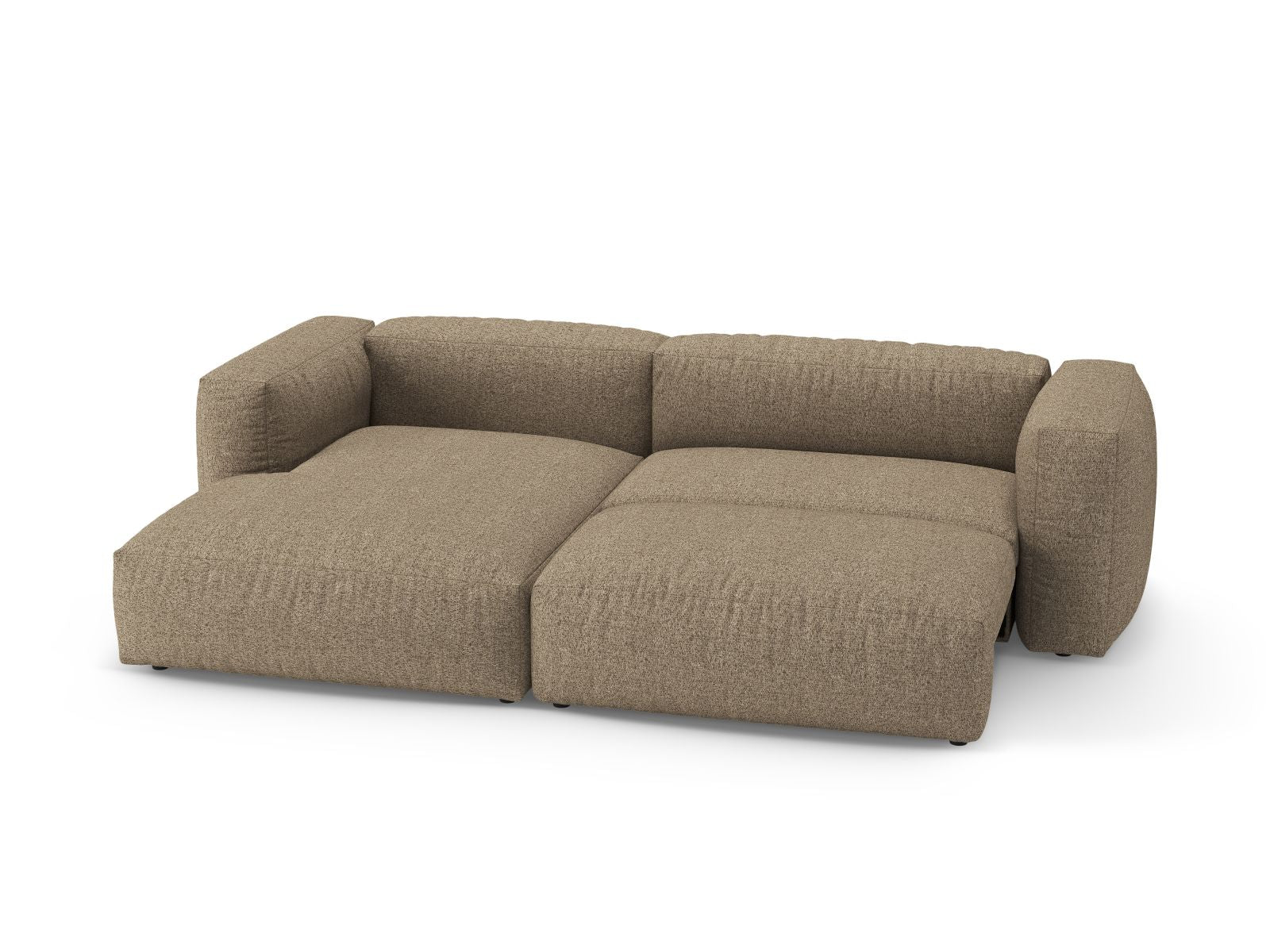 Stylisches 4-Sitzer Ecksofa Martina in elegantem Cappuccino, ideal für Wohnräume, mit praktischer Schlaffunktion und cleverem Stauraum.