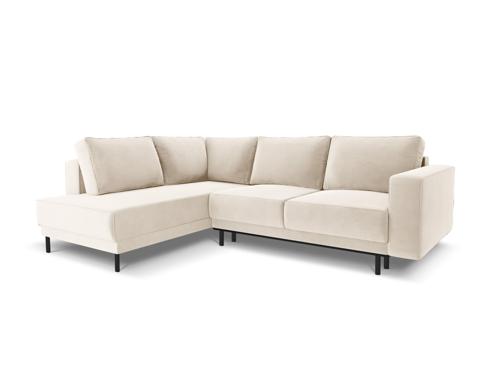Caro Velour links Ecksofa mit Schlaffunktion 5 Sitzer in Light Beige-Bluvel präsentiert im Onlineshop von KAQTU Design AG. Bettsofa links ist von Micadoni