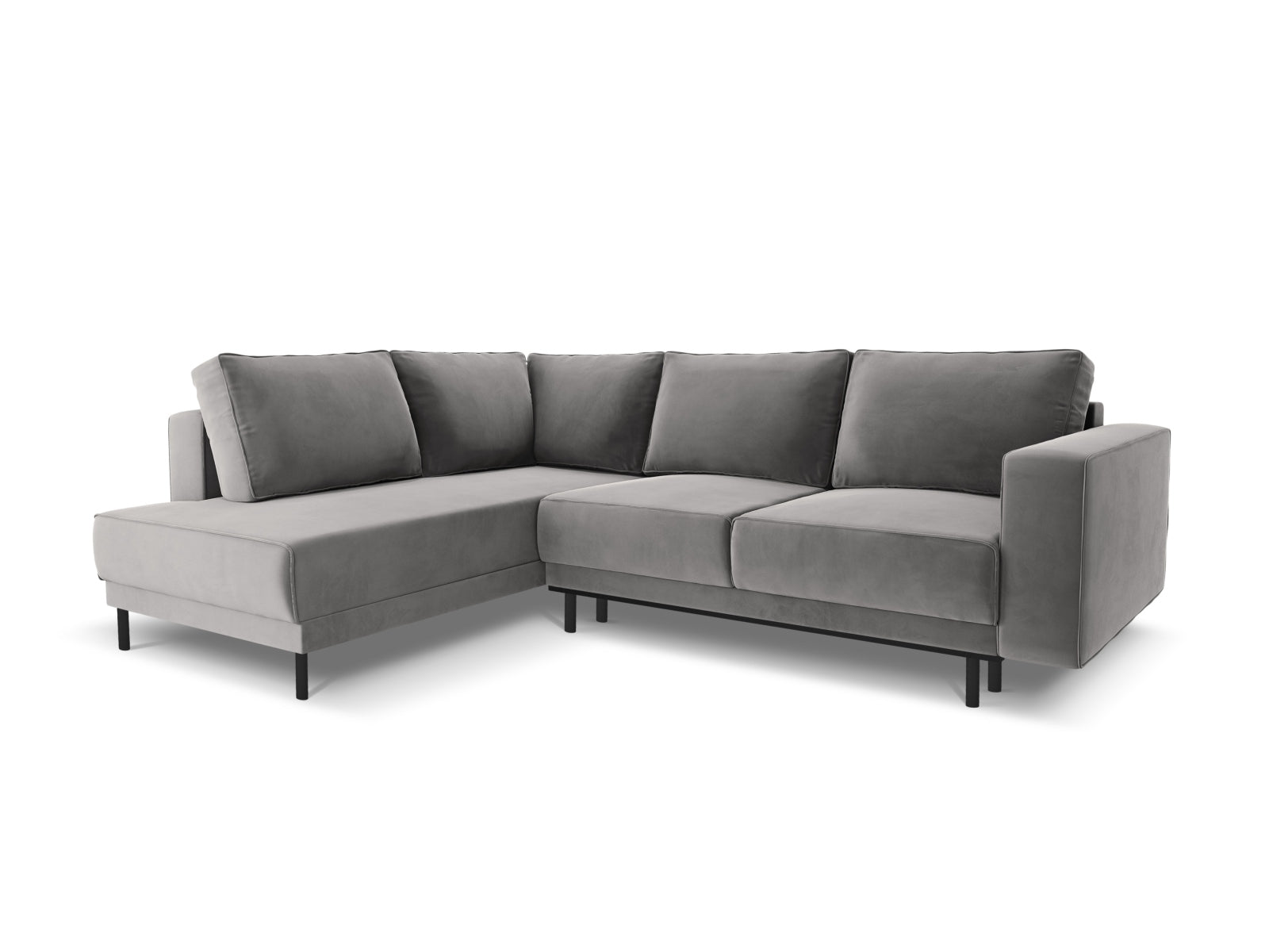 Caro Velour links Ecksofa mit Schlaffunktion 5 Sitzer in Light Grey-Bluvel präsentiert im Onlineshop von KAQTU Design AG. Bettsofa links ist von Micadoni
