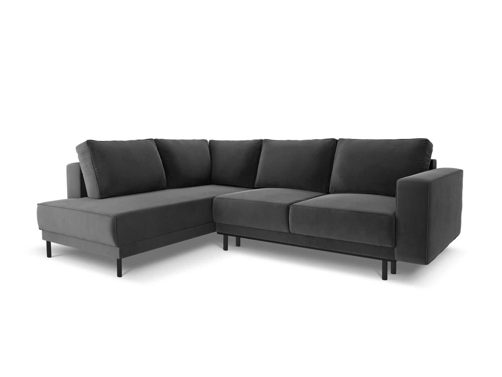 Caro Velour links Ecksofa mit Schlaffunktion 5 Sitzer in Grey-Bluvel präsentiert im Onlineshop von KAQTU Design AG. Bettsofa links ist von Micadoni