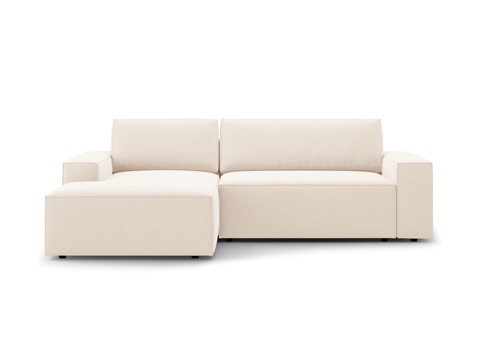 Jodie Velour Ecksofa links mit Schlaffunktion und Stauraumbox 3 Sitzer in Light Beige präsentiert im Onlineshop von KAQTU Design AG. Ecksofa links ist von Micadoni