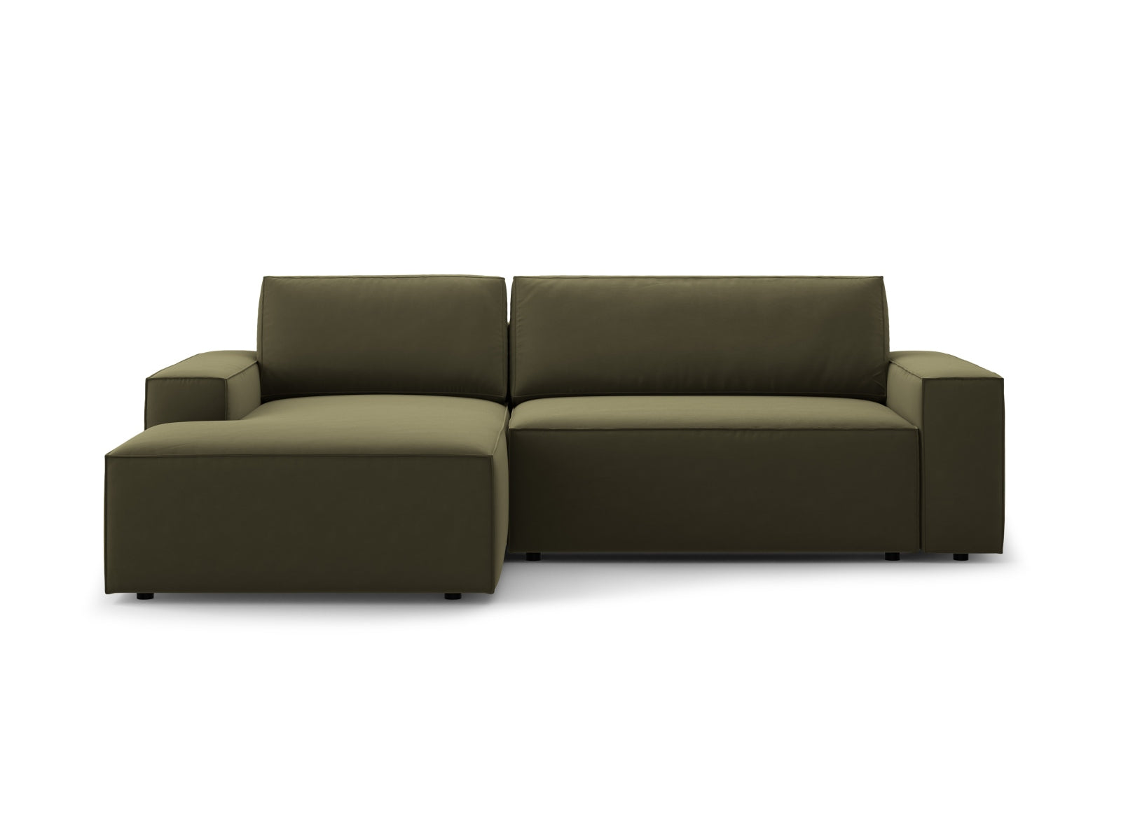 Jodie Velour Ecksofa links mit Schlaffunktion und Stauraumbox 3 Sitzer in Green präsentiert im Onlineshop von KAQTU Design AG. Ecksofa links ist von Micadoni