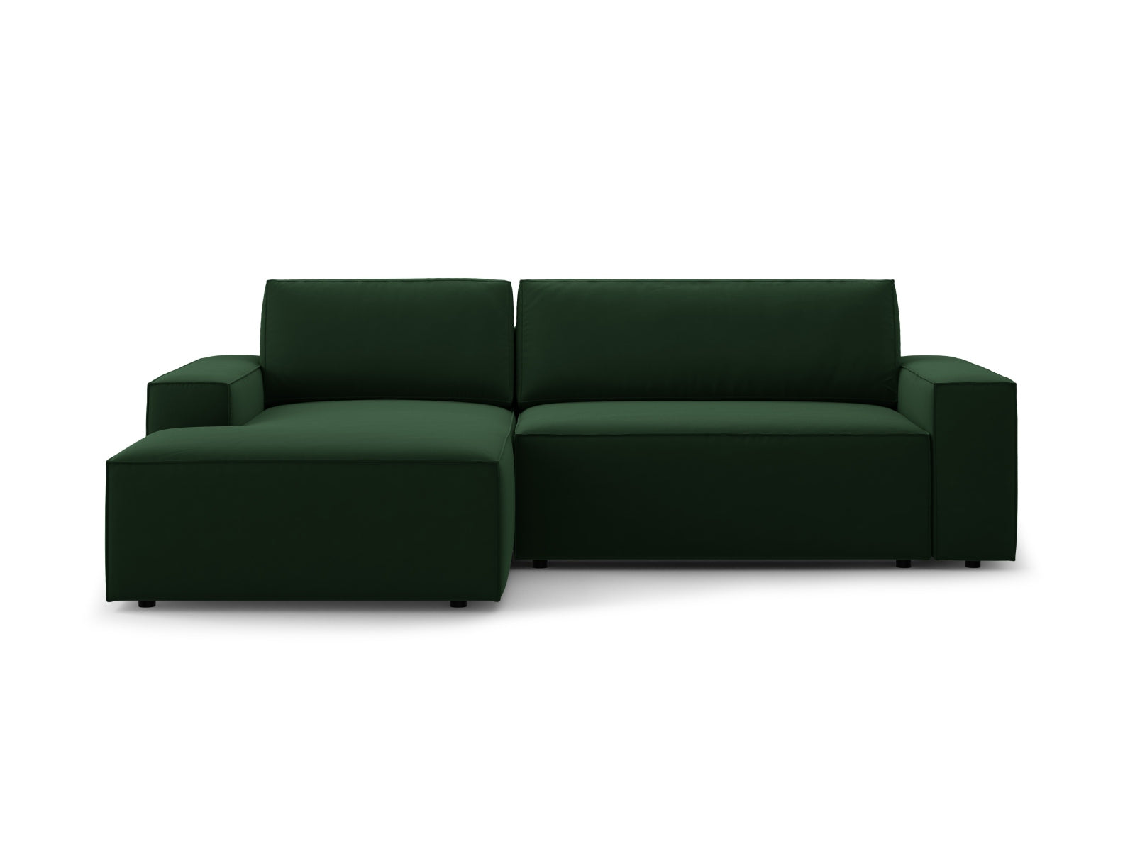 Jodie Velour Ecksofa links mit Schlaffunktion und Stauraumbox 3 Sitzer in Bottle Green-Bluvel präsentiert im Onlineshop von KAQTU Design AG. Bettsofa links ist von Micadoni