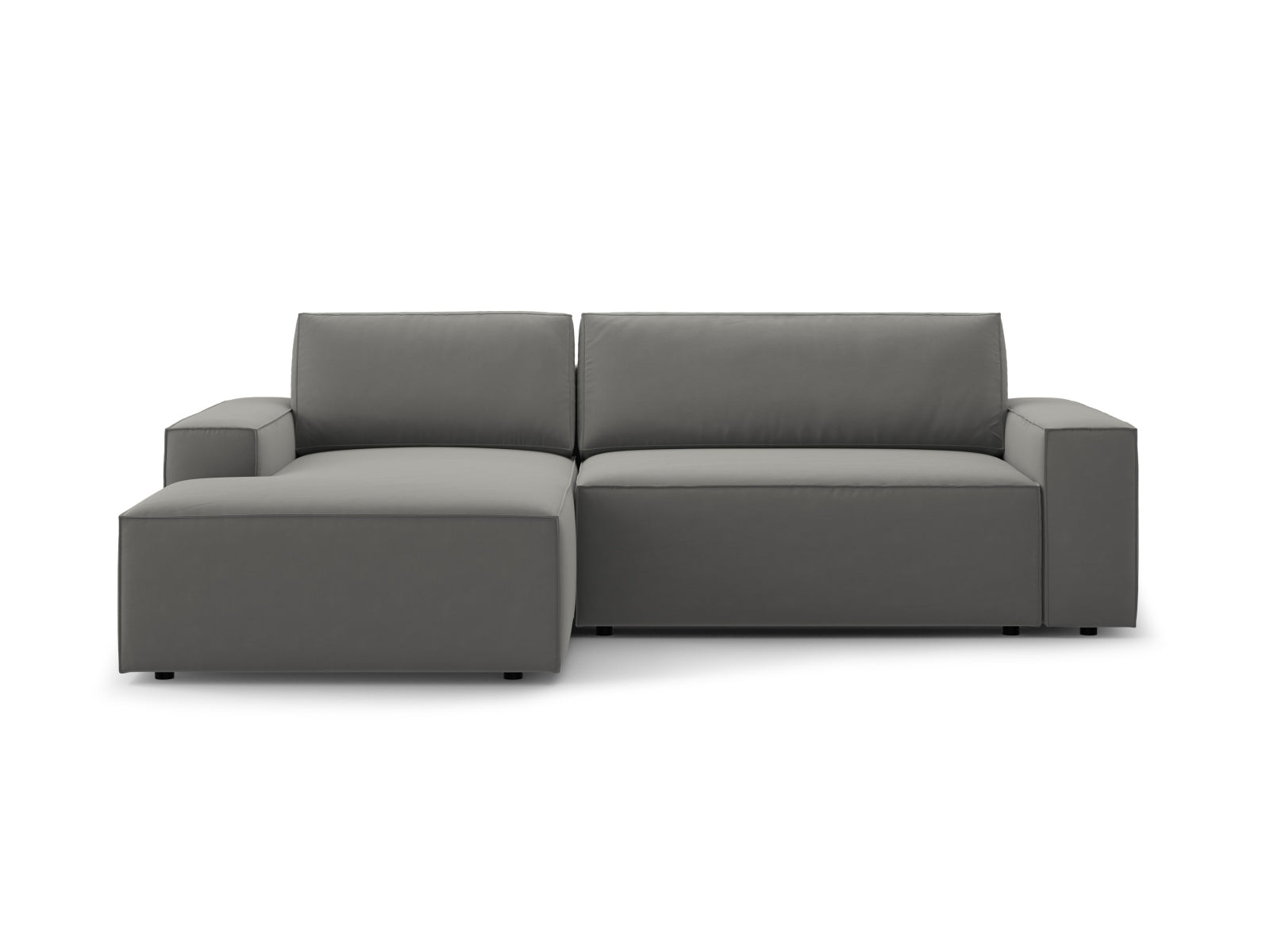 Jodie Velour Ecksofa links mit Schlaffunktion und Stauraumbox 3 Sitzer in Light Grey präsentiert im Onlineshop von KAQTU Design AG. Ecksofa links ist von Micadoni