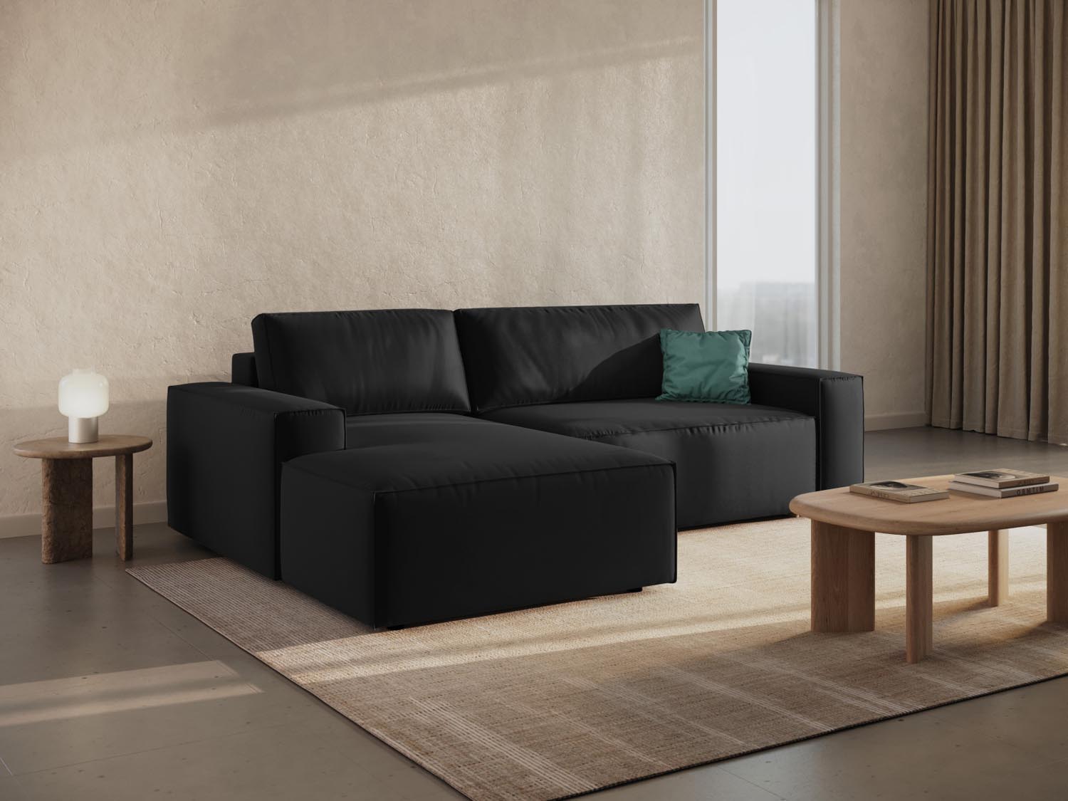 Entdecken Sie das stilvolle Jodie Velour Ecksofa links von Micadoni – mit Schlaffunktion und Stauraum für Ihr modernes Wohnzimmer.