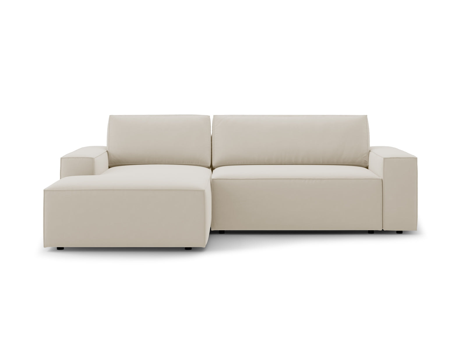 Jodie Velour Ecksofa links mit Schlaffunktion und Stauraumbox 3 Sitzer in Dark Beige präsentiert im Onlineshop von KAQTU Design AG. Ecksofa links ist von Micadoni
