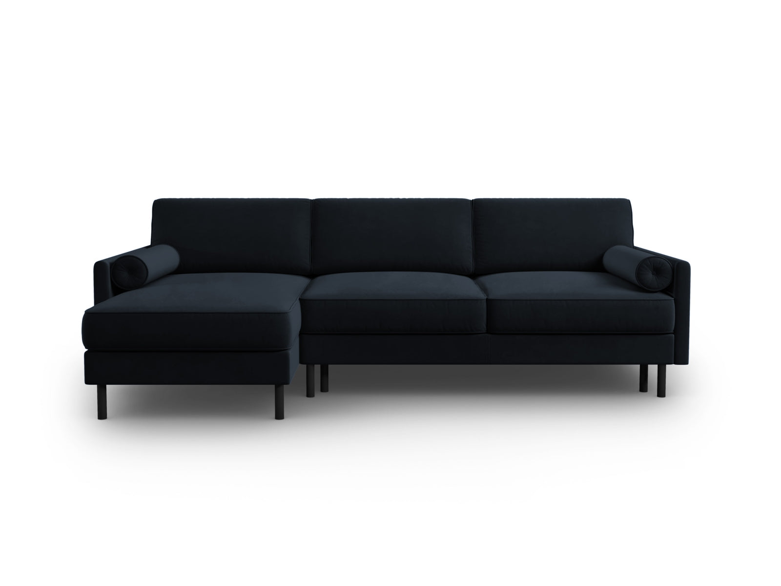 Scott Velour links Ecksofa mit Schlaffunktion und Stauraum 5 Sitzer in Dark Blue-Bluvel präsentiert im Onlineshop von KAQTU Design AG. Bettsofa links ist von Micadoni