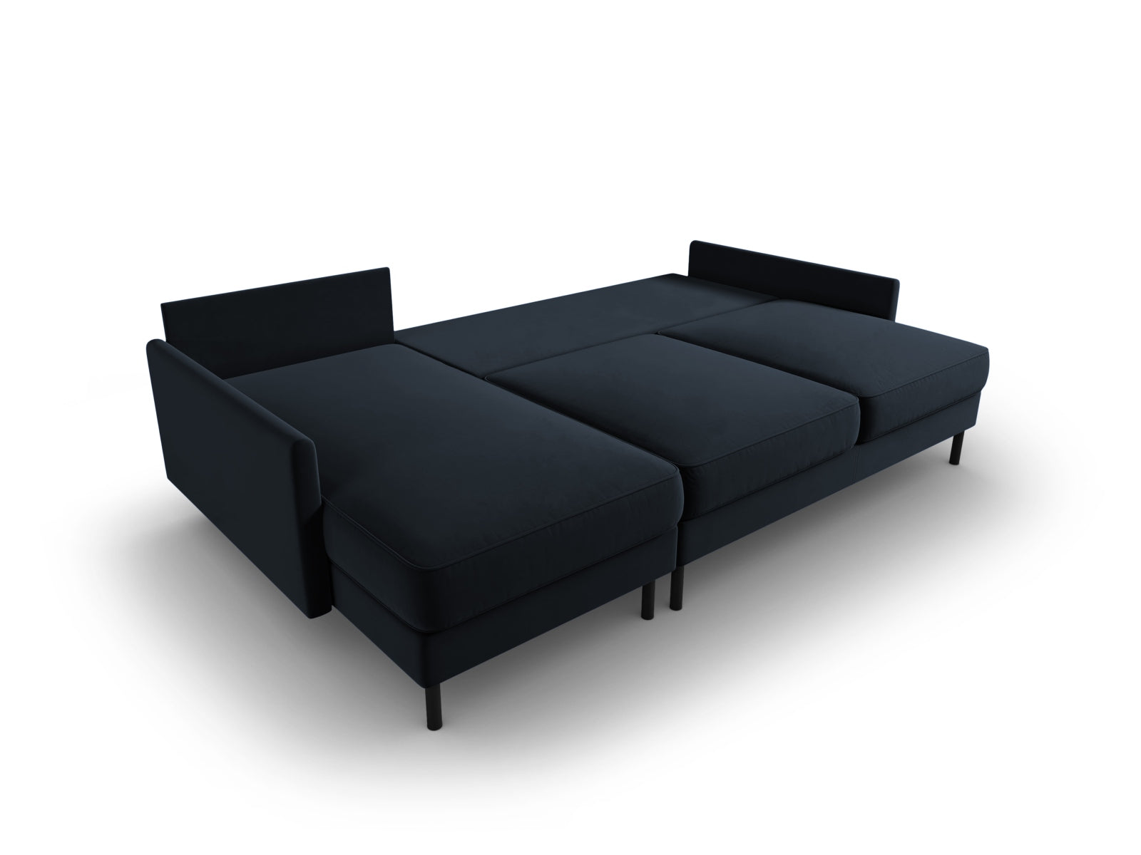 Modernes, komfortables 5-Sitzer Ecksofa in Dunkelblau mit praktischer Schlaffunktion und Stauraum, perfekt für jedes Zuhause.