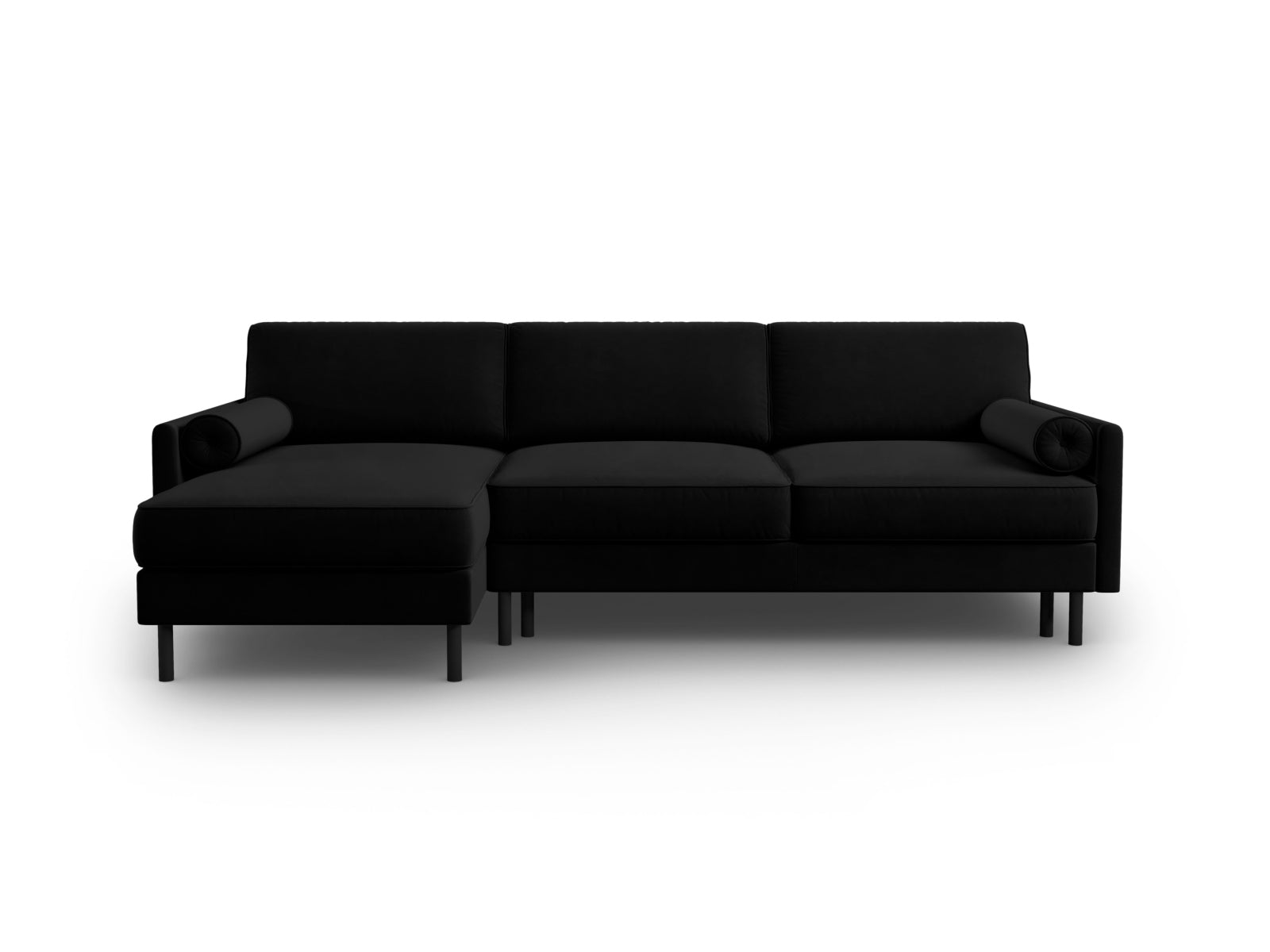Scott Velour links Ecksofa mit Schlaffunktion und Stauraum 5 Sitzer in Black-Bluvel präsentiert im Onlineshop von KAQTU Design AG. Bettsofa links ist von Micadoni