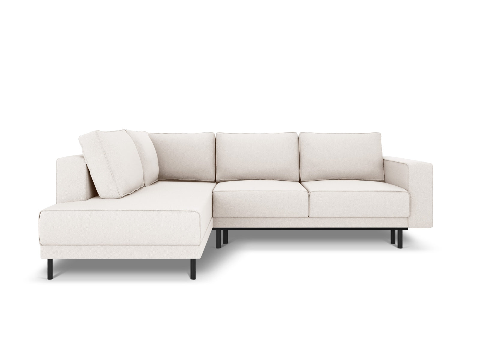 Modernes Caro Ecksofa in hellem Beige, 5-Sitzer mit praktischer Schlaffunktion, perfekt für entspannte Stunden und Übernachtungen.