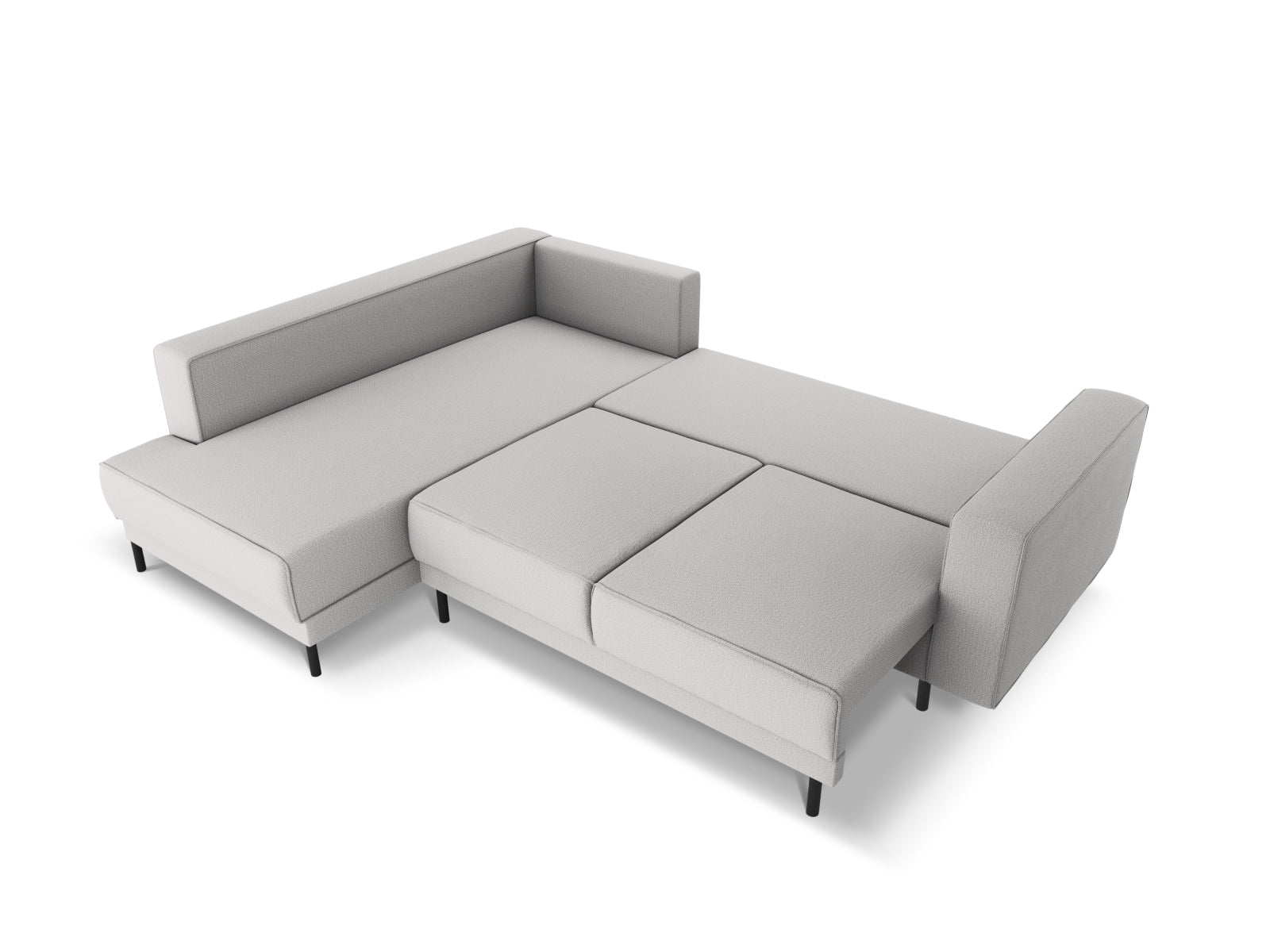 Stylisches Caro Ecksofa in hellem Grau, 5-Sitzer mit komfortabler Schlaffunktion, ideal für Gäste und gemütliche Abende.