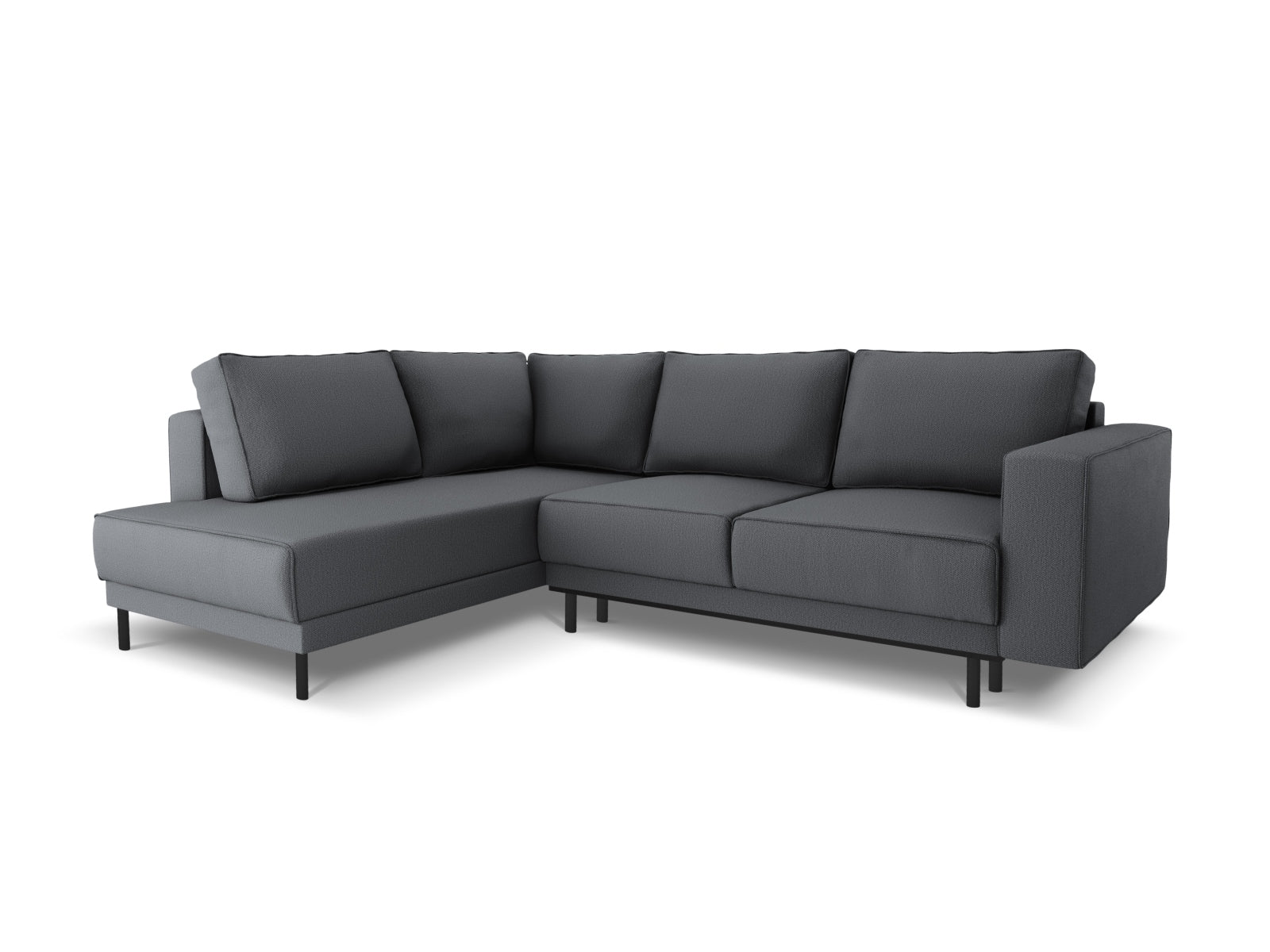 Caro Ecksofa mit Schlaffunktion links 5 Sitzer in Dark Grey-Megan präsentiert im Onlineshop von KAQTU Design AG. Bettsofa links ist von Micadoni